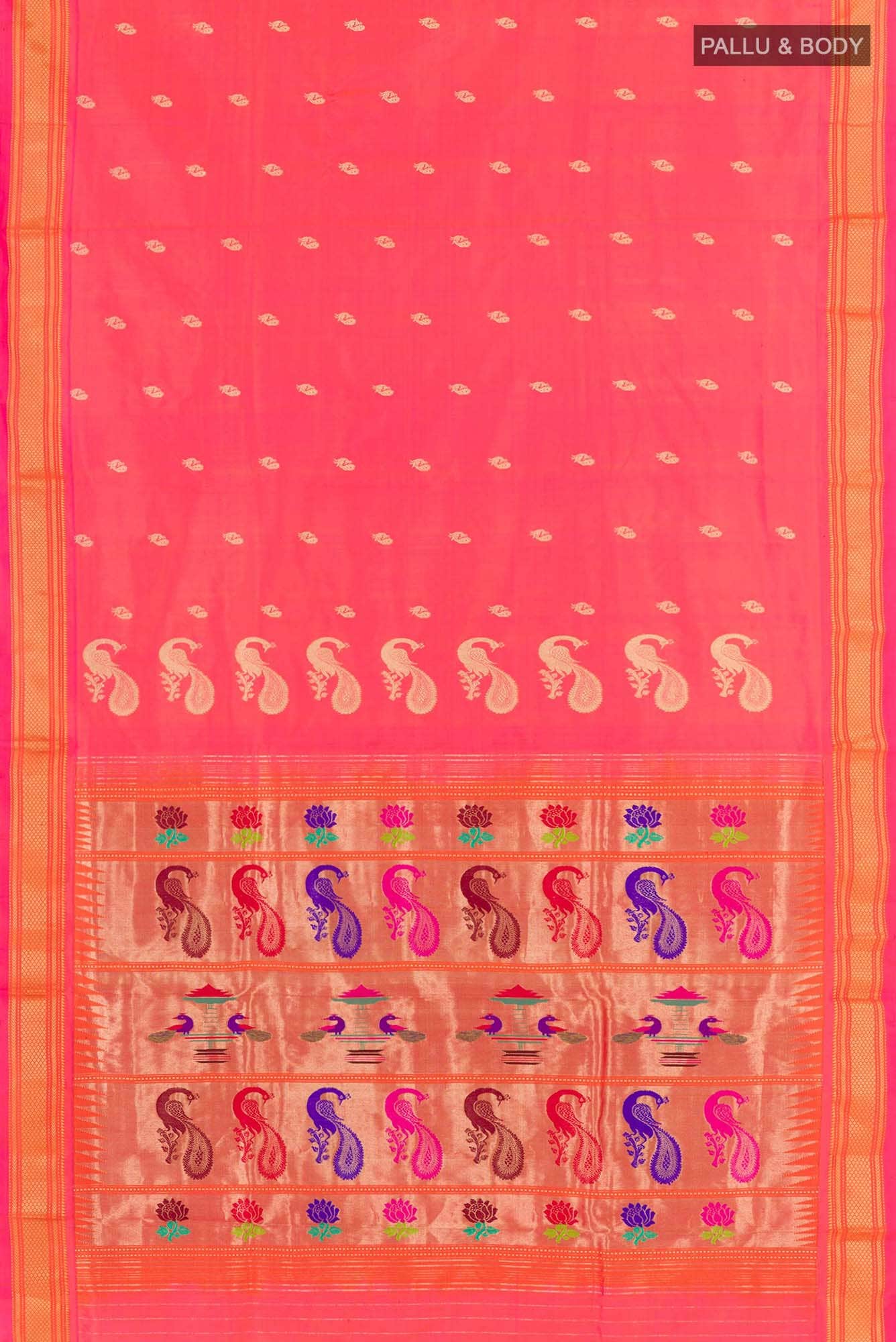 Peach Paithani Silk Saree