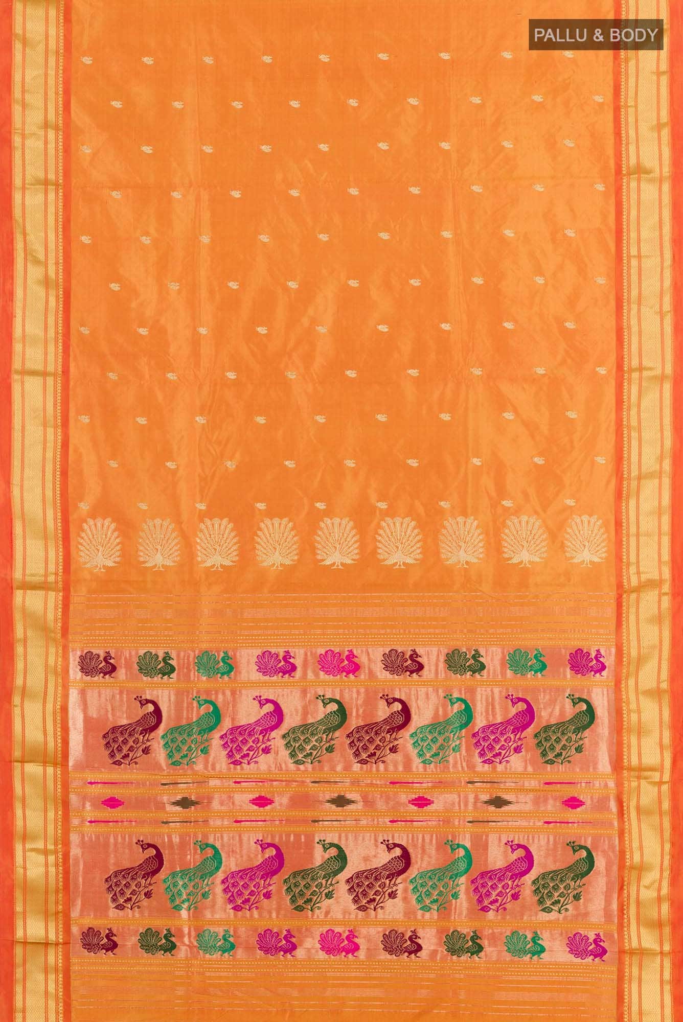 Orange Paithani Silk Saree