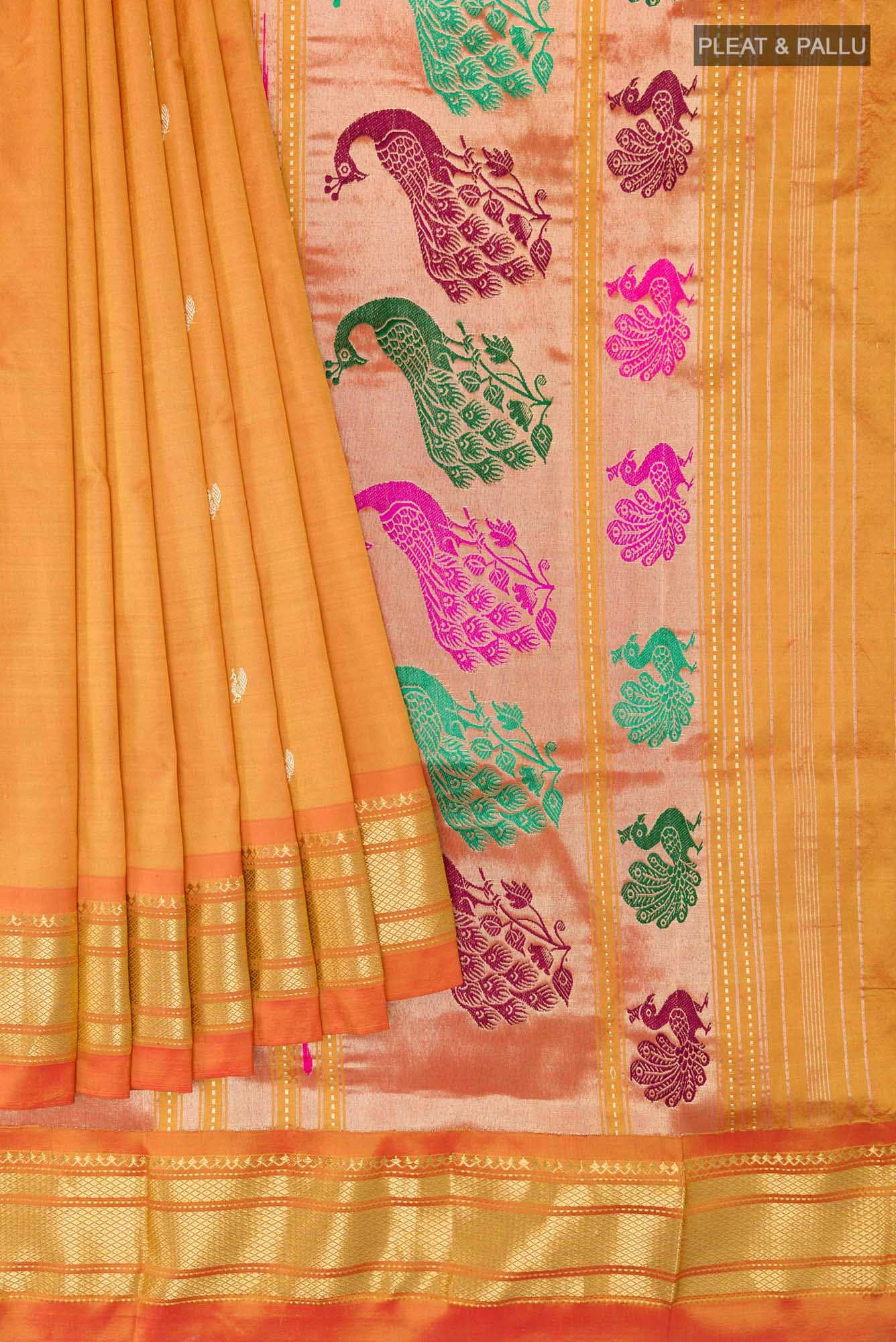 Orange Paithani Silk Saree