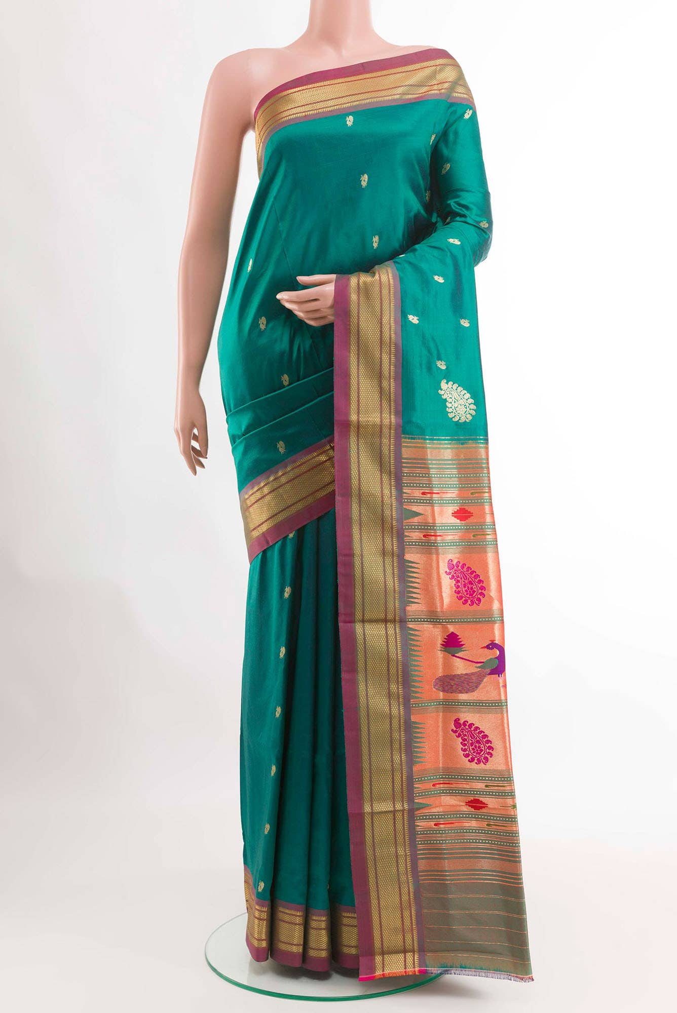 Peacock Blue Paithani Silk Saree
