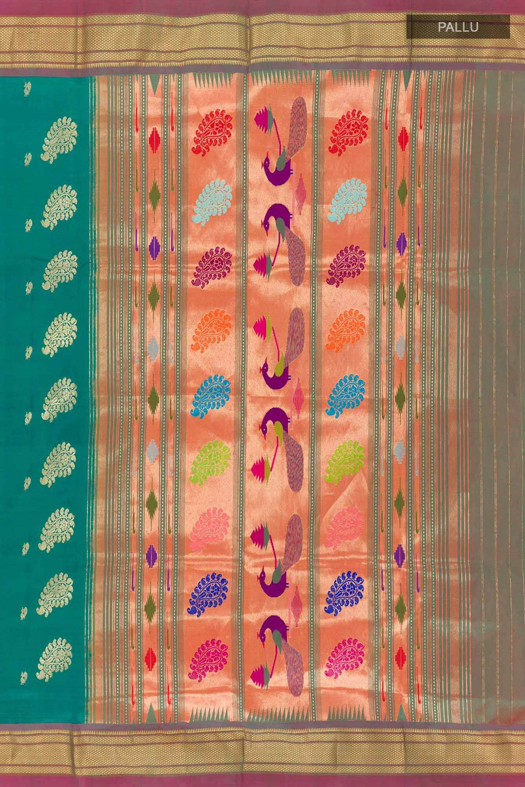 Peacock Blue Paithani Silk Saree