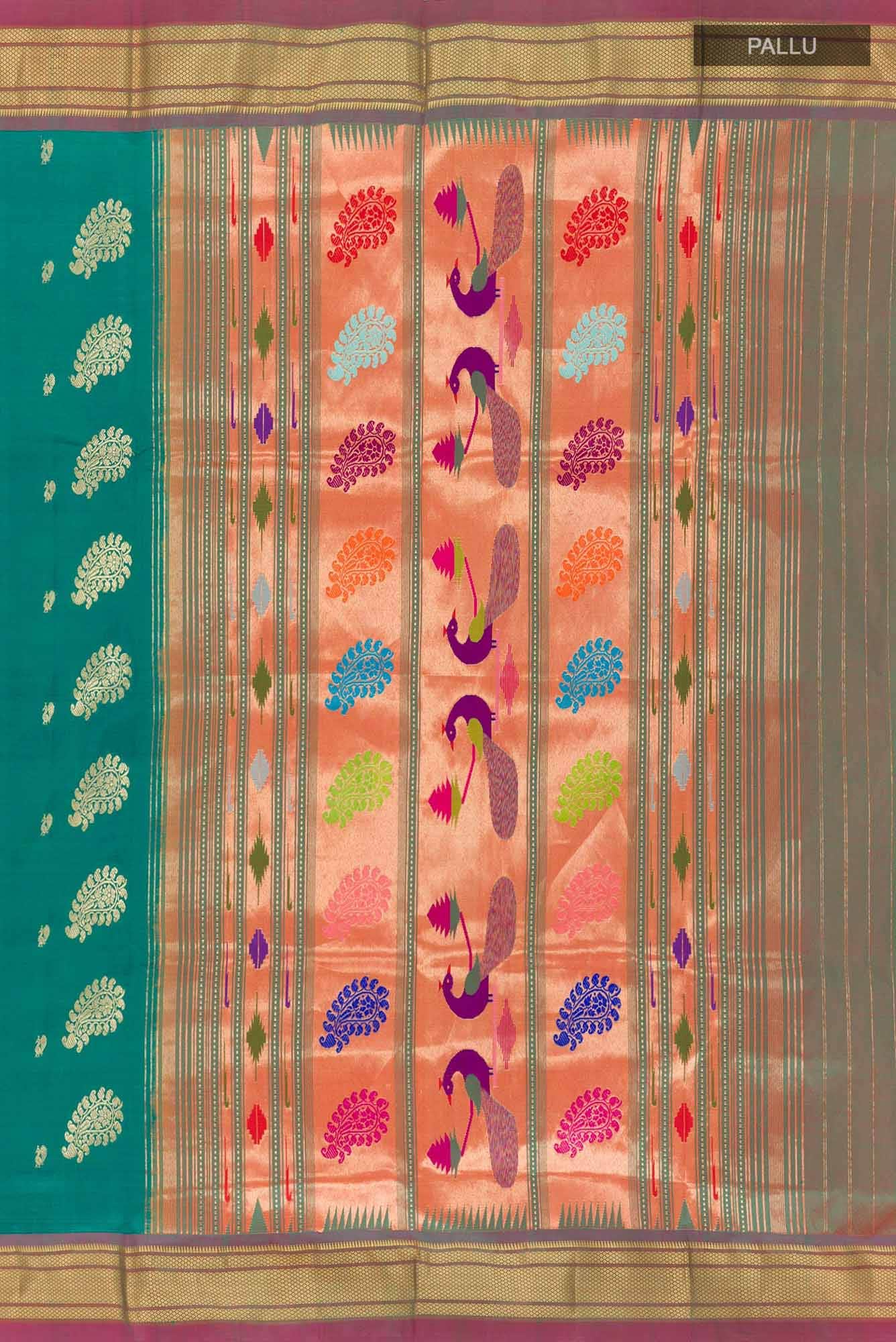 Peacock Blue Paithani Silk Saree