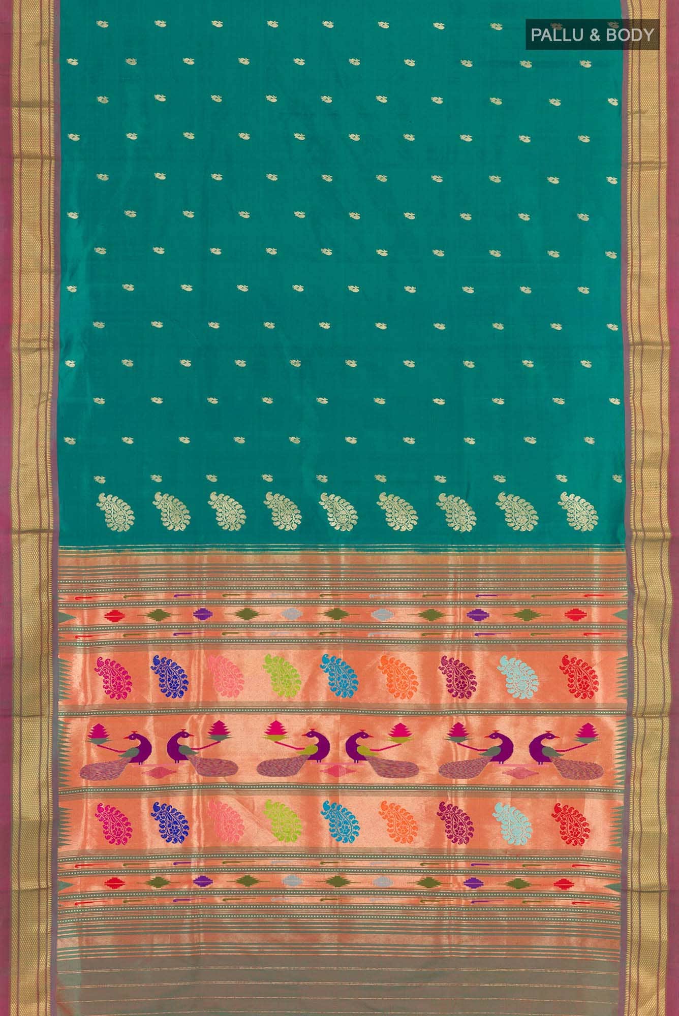 Peacock Blue Paithani Silk Saree