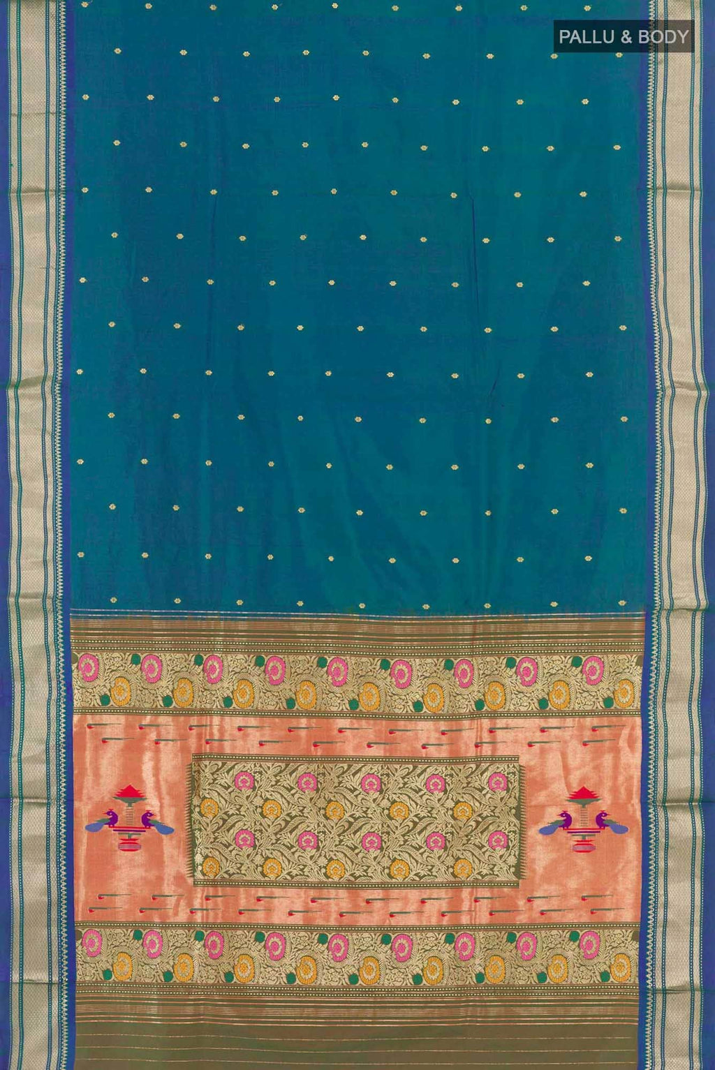 Peacock Blue Paithani Silk Saree