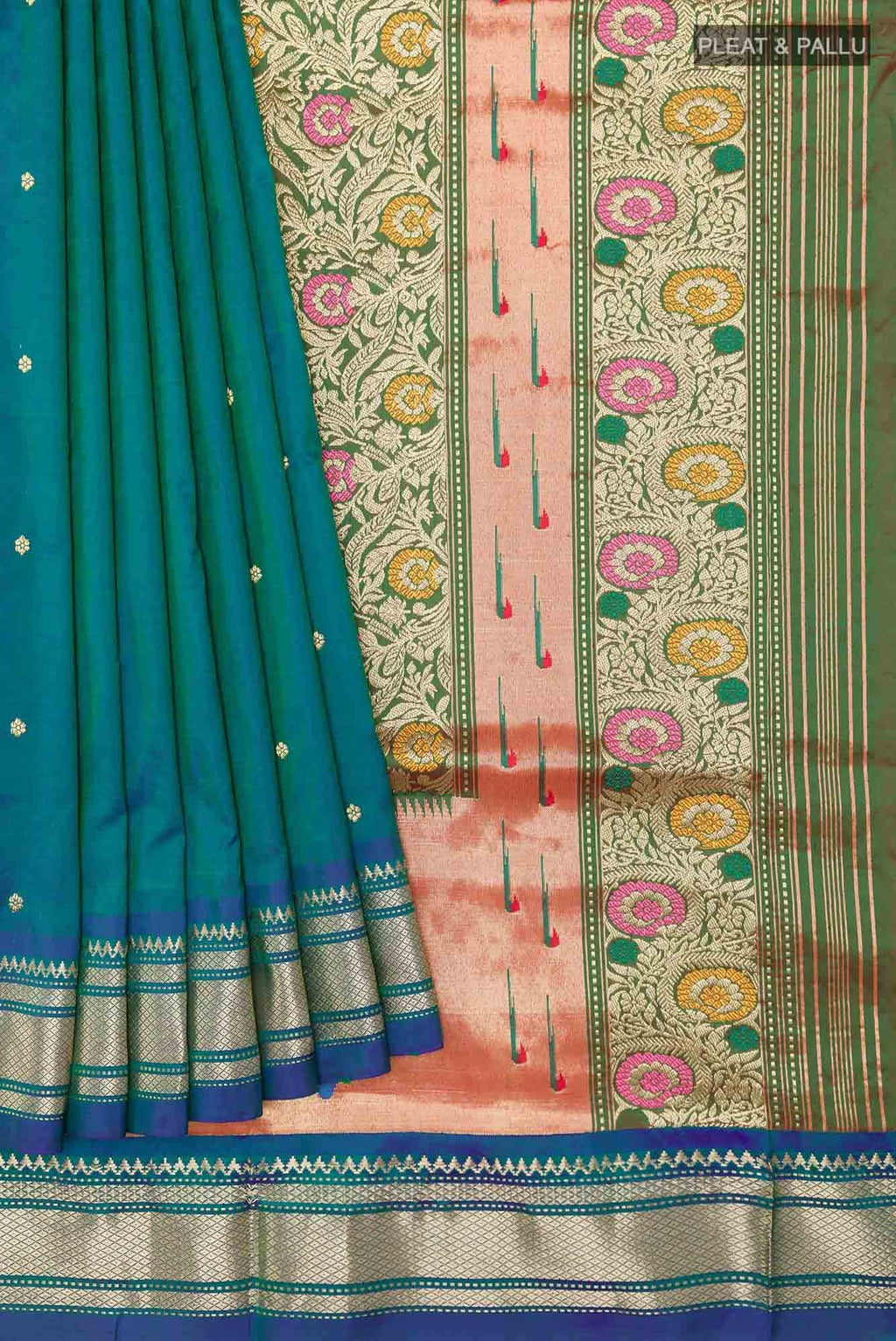 Peacock Blue Paithani Silk Saree