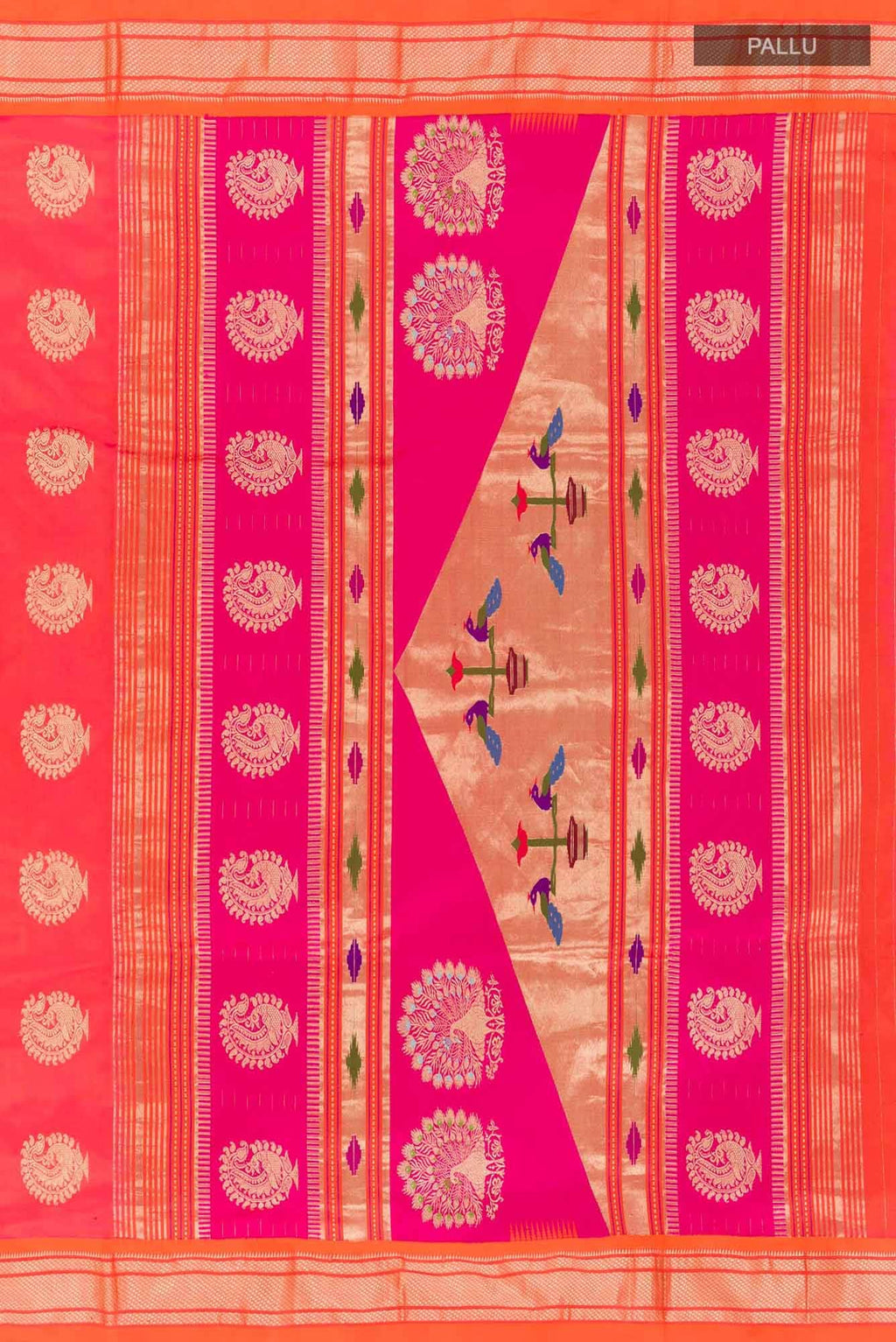 Orange Dual Tone Paithani Silk Saree