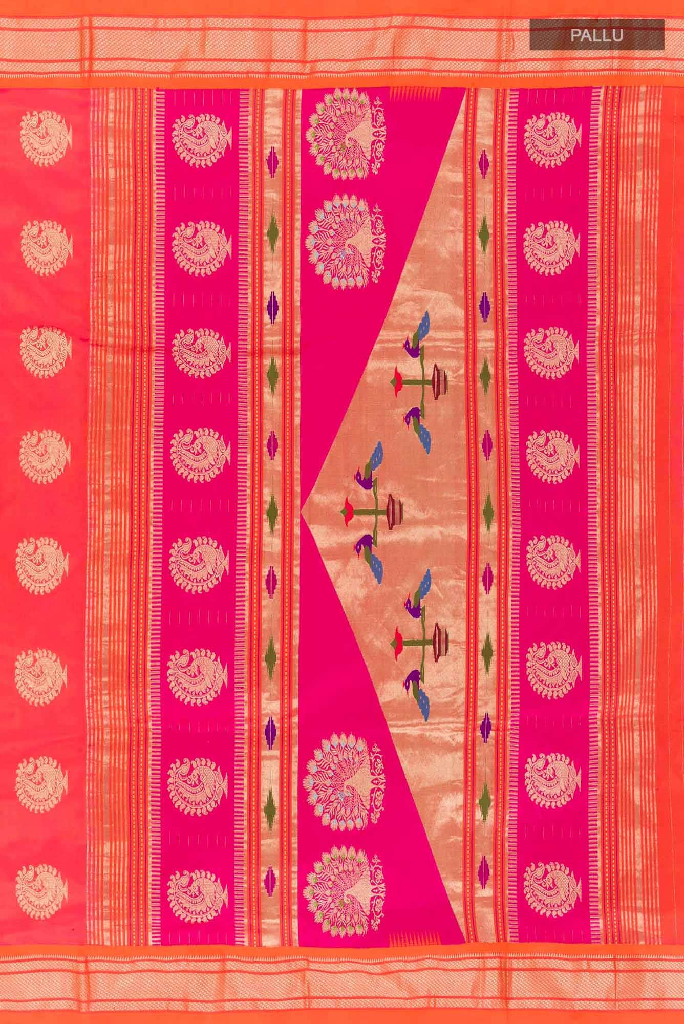 Orange Dual Tone Paithani Silk Saree