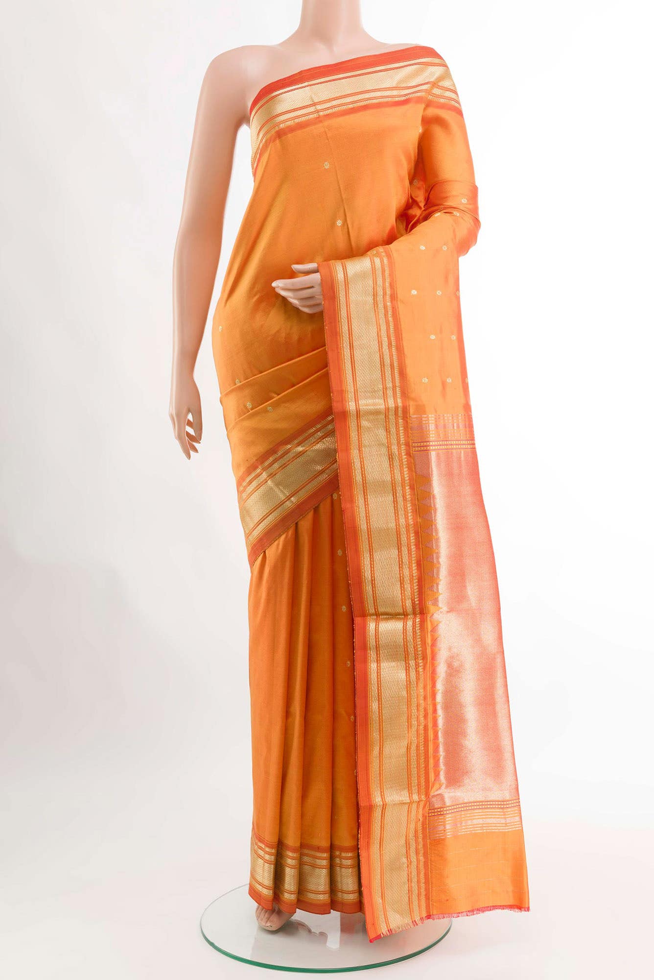 Orange Paithani Silk Saree