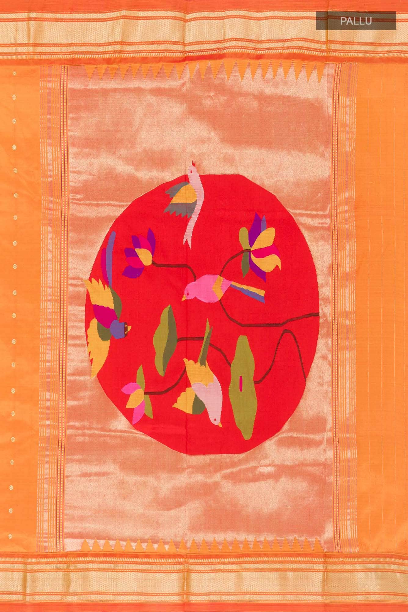 Orange Paithani Silk Saree