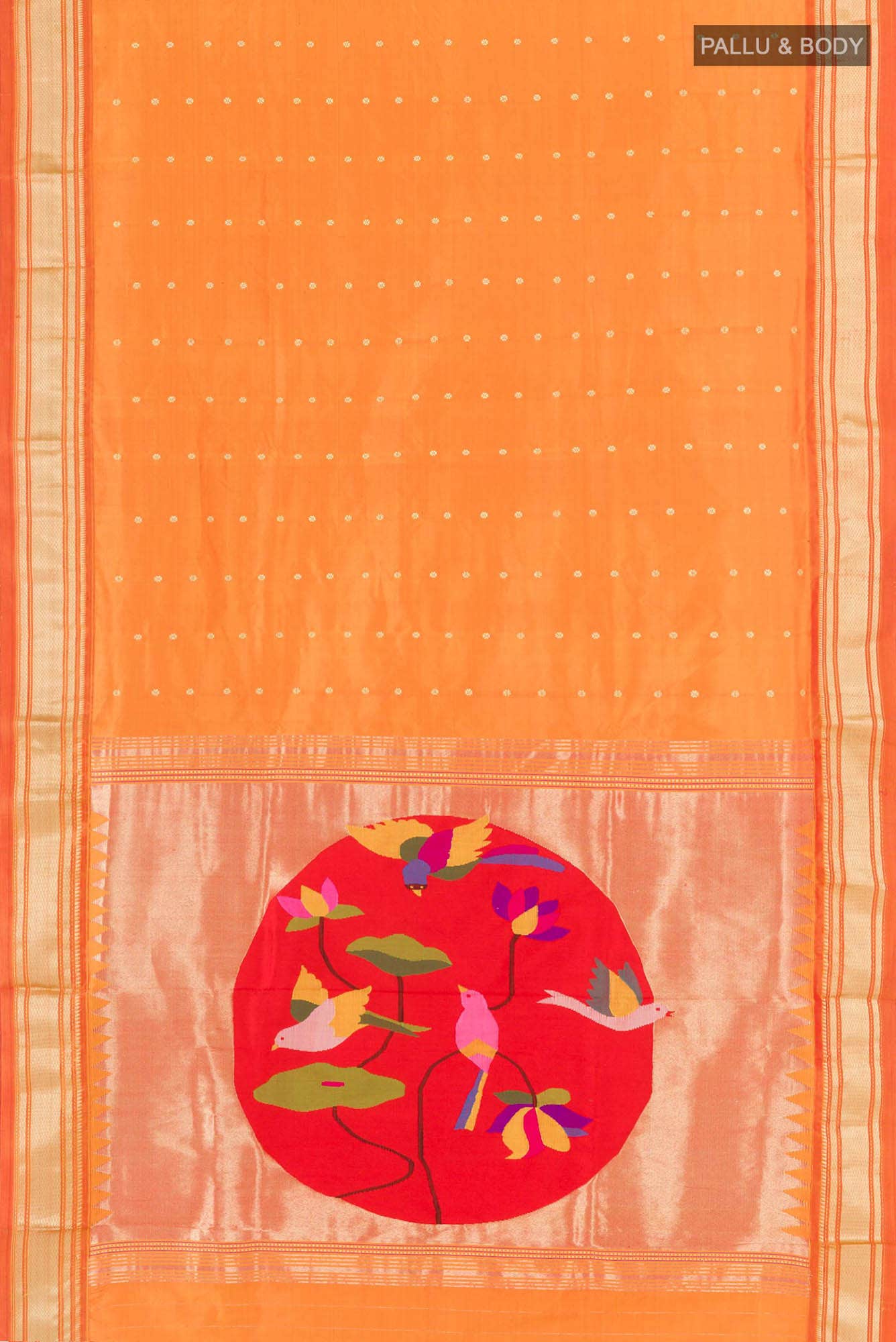 Orange Paithani Silk Saree