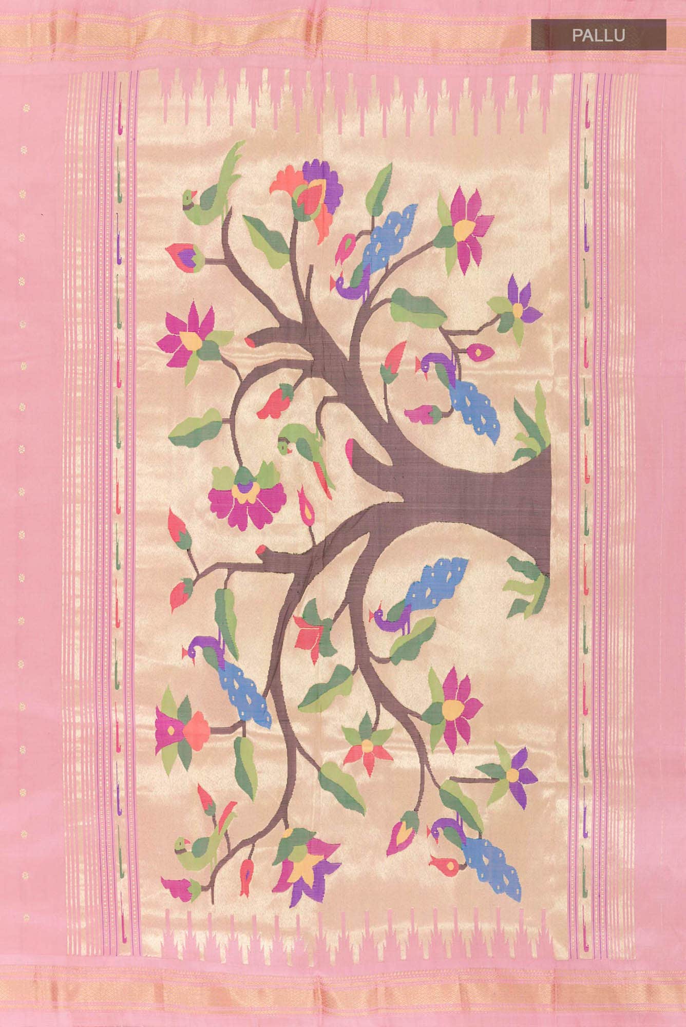 Pink Paithani Silk Saree