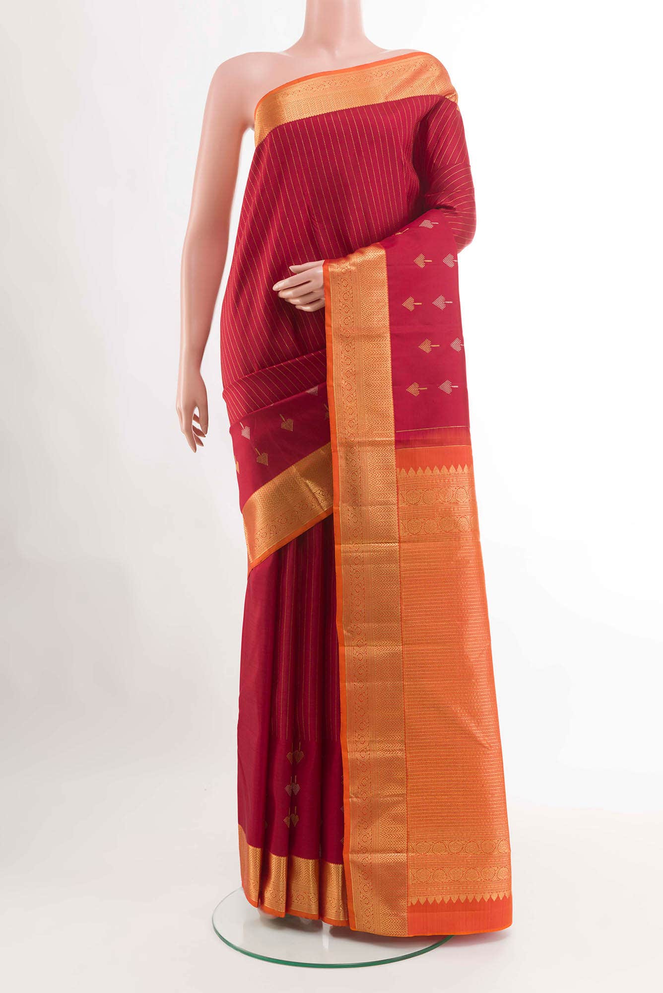 Maroon Dual Tone Kanchipuram Silk Saree
