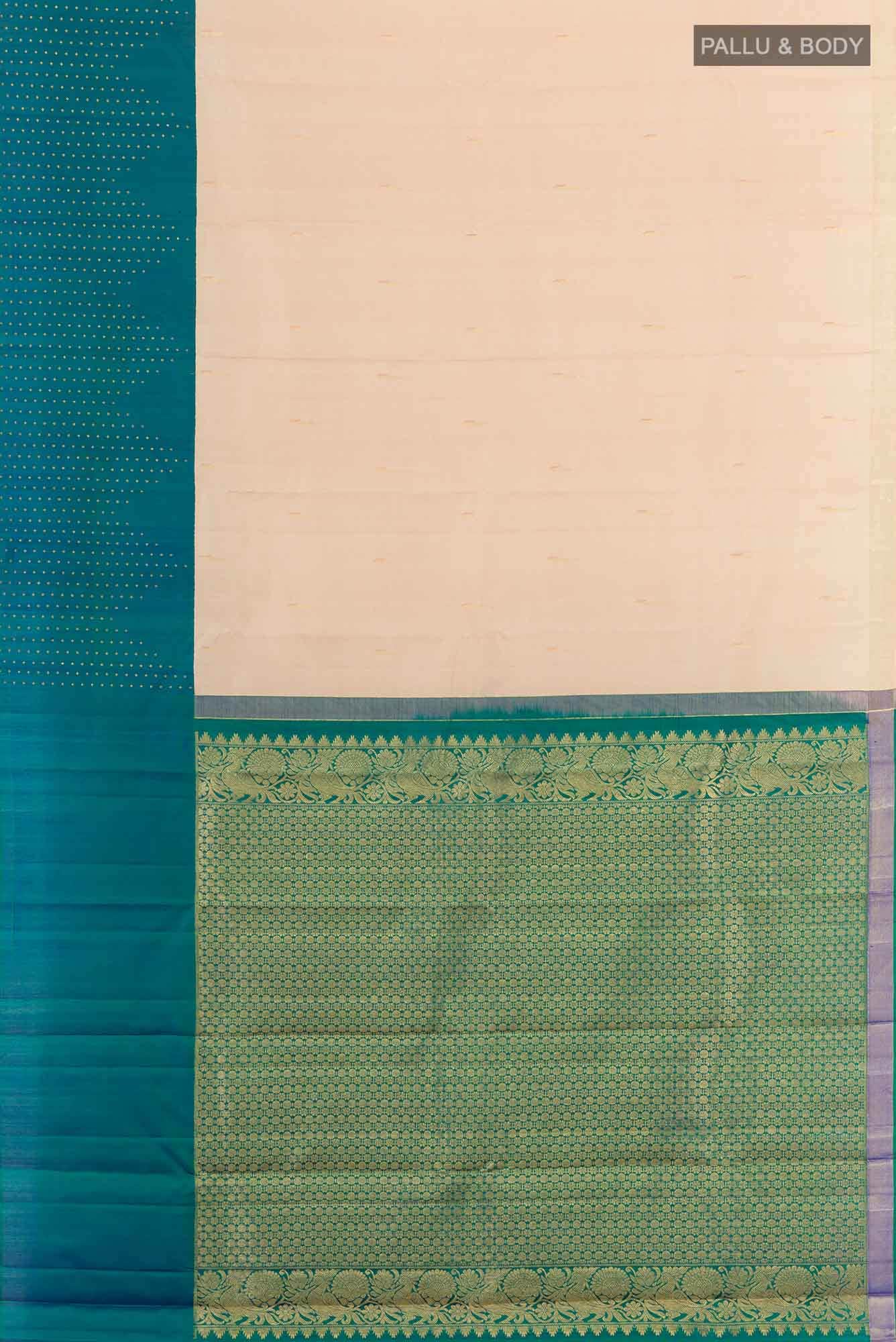 Off White Kanchipuram Silk Saree