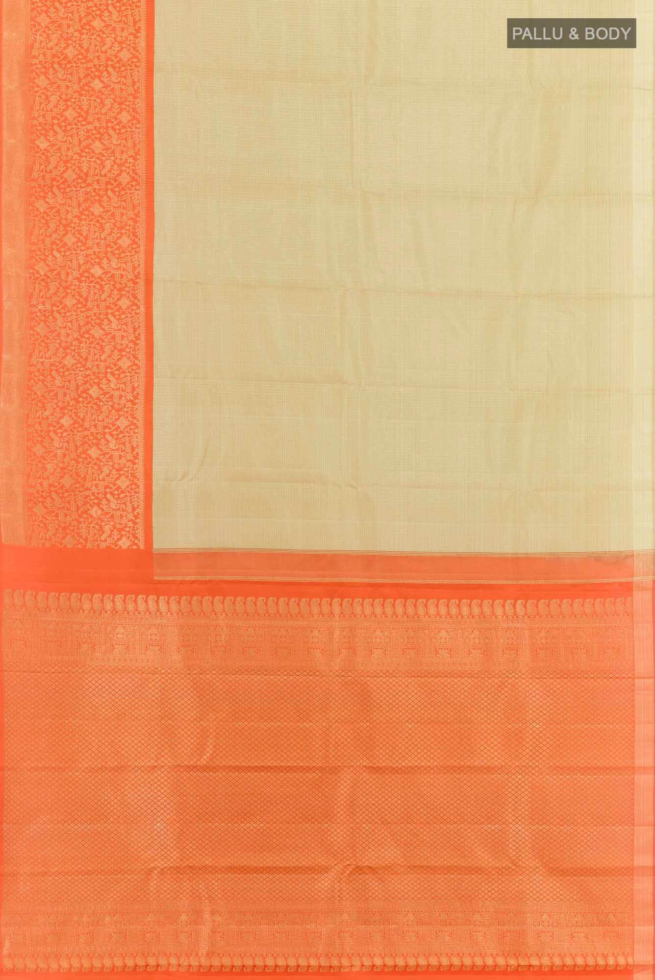 Beige Kanchipuram Silk Saree