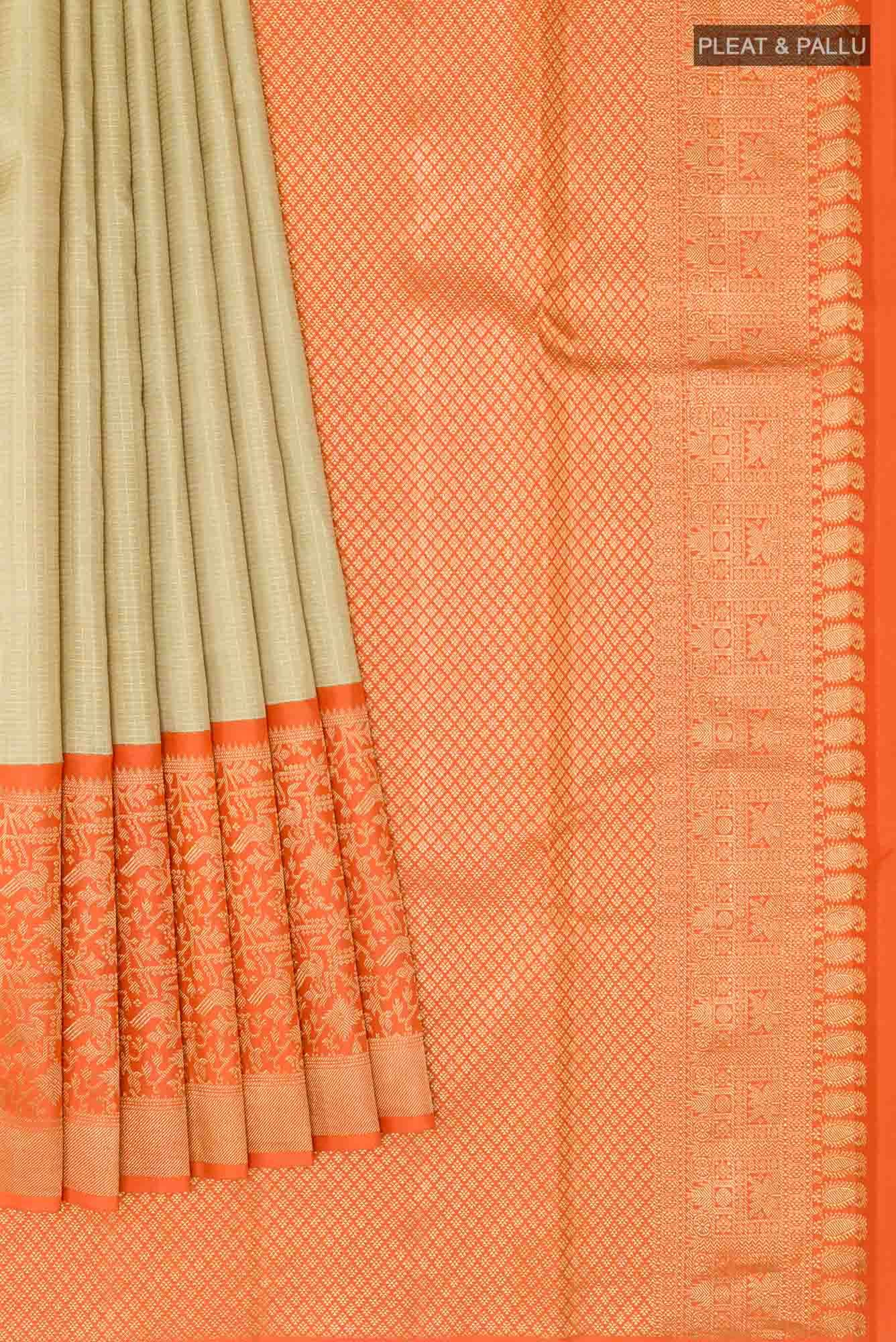 Beige Kanchipuram Silk Saree