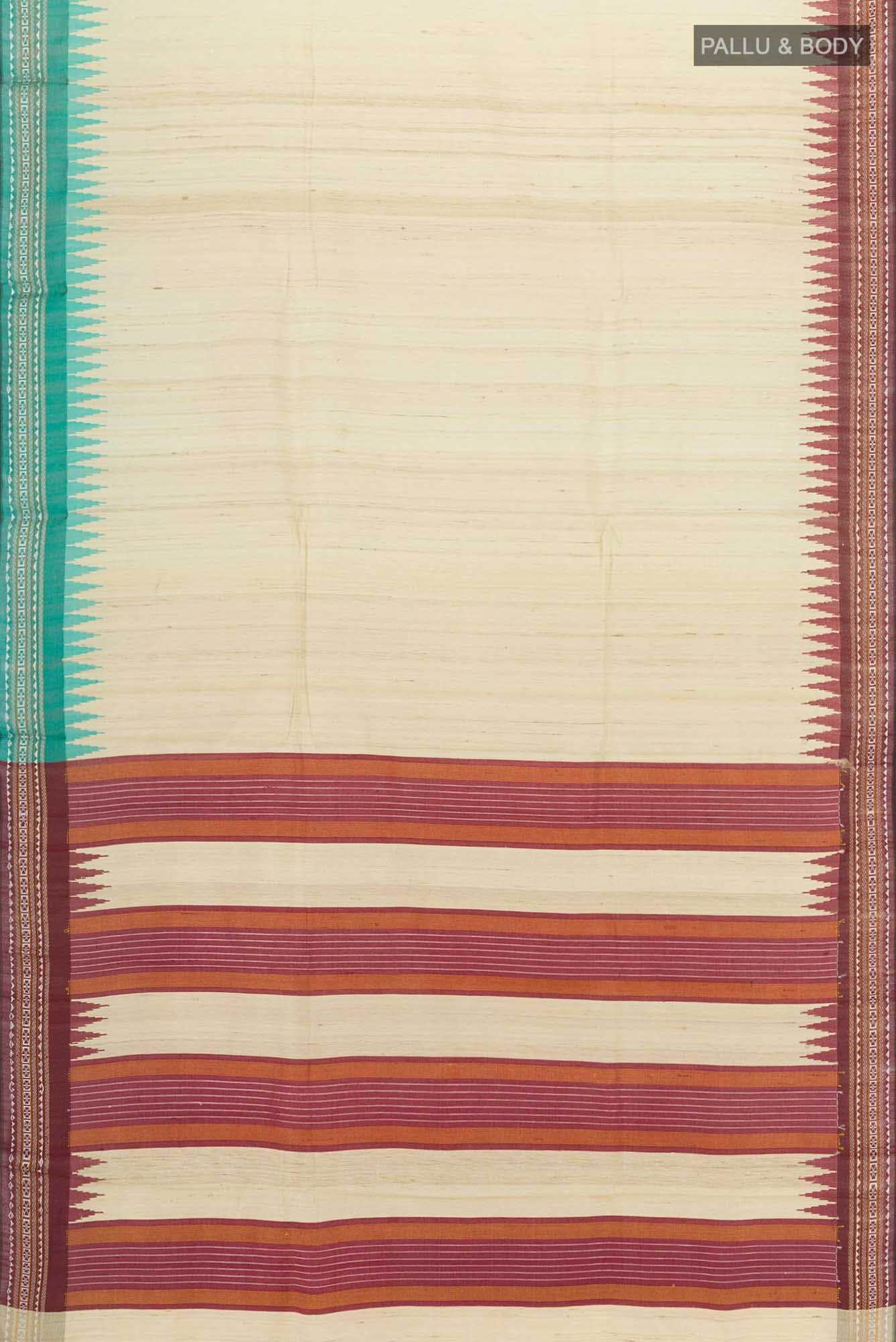 Beige Tussar Silk Saree