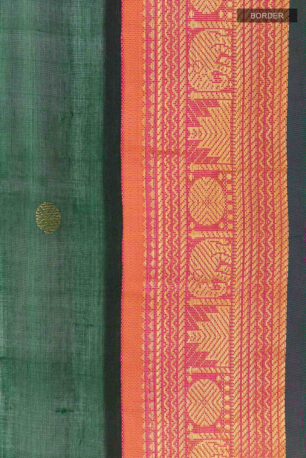 Bottle Green Dual Tone Kora Cotton Saree