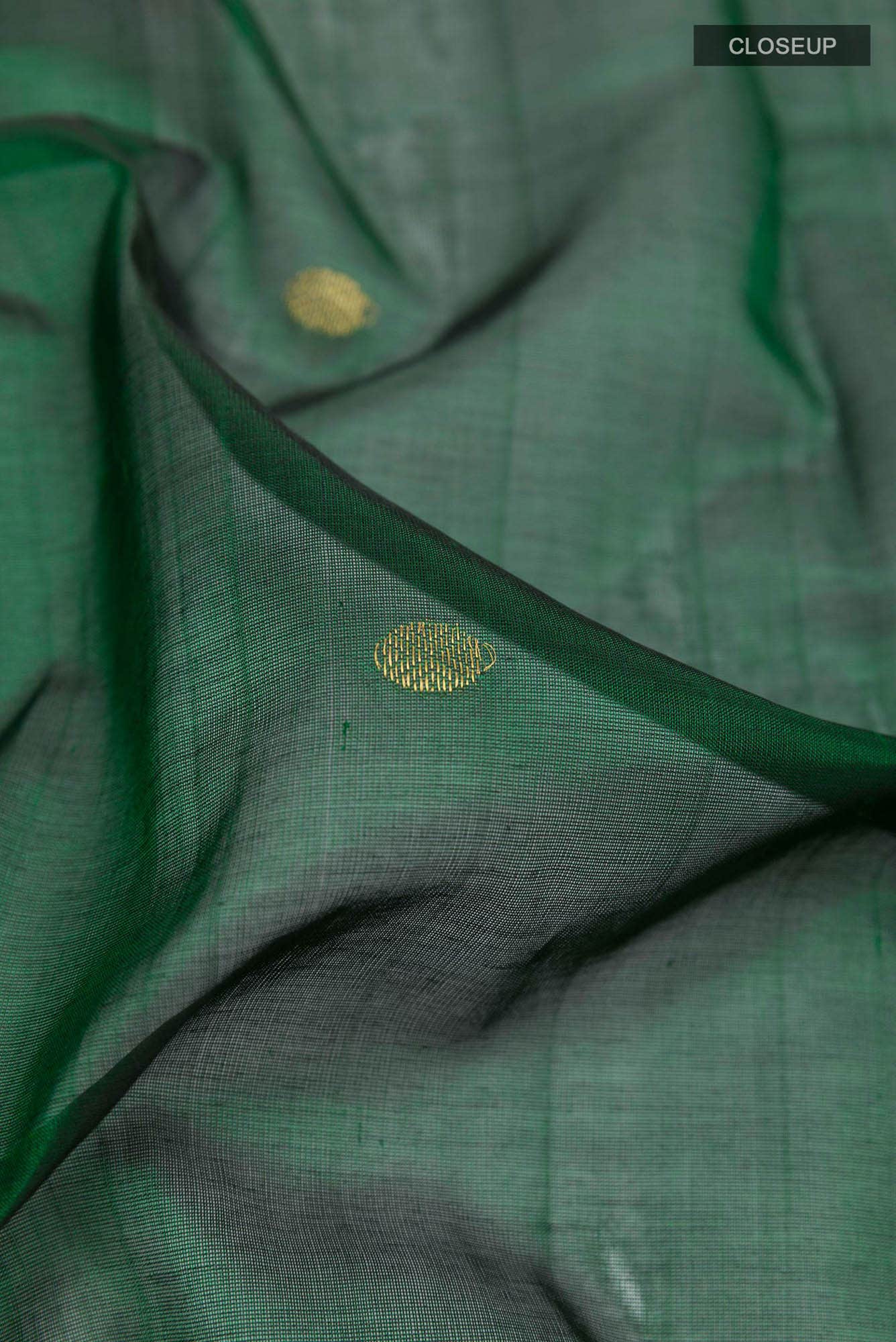 Bottle Green Dual Tone Kora Cotton Saree