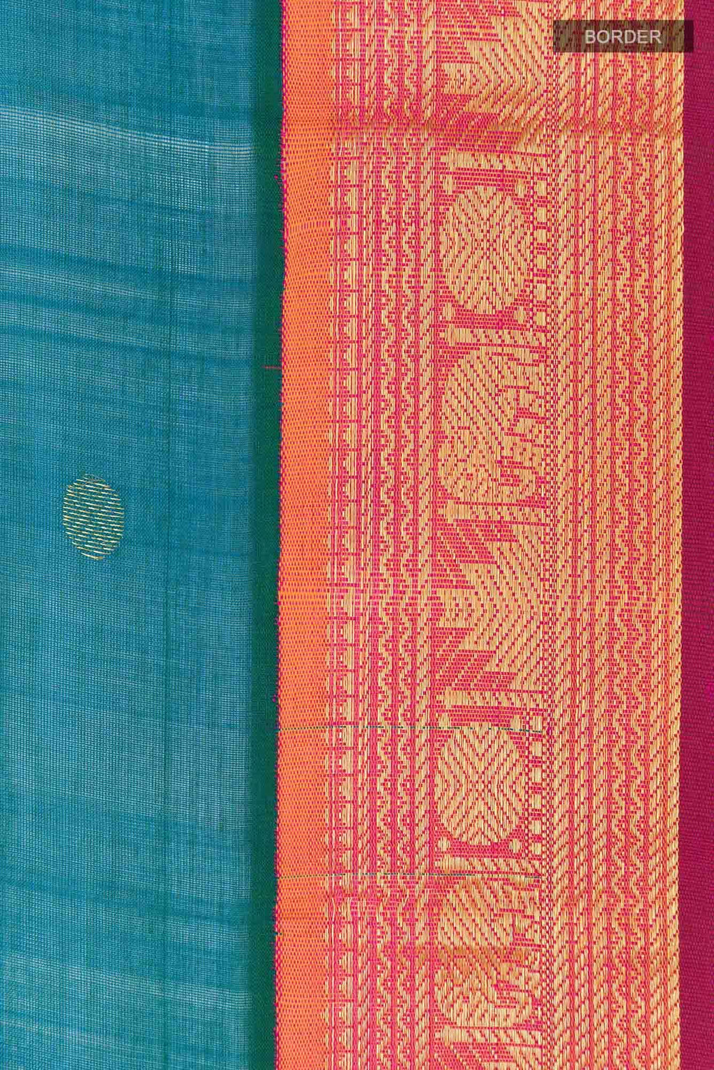 Peacock Blue Blended Poly Cotton Saree