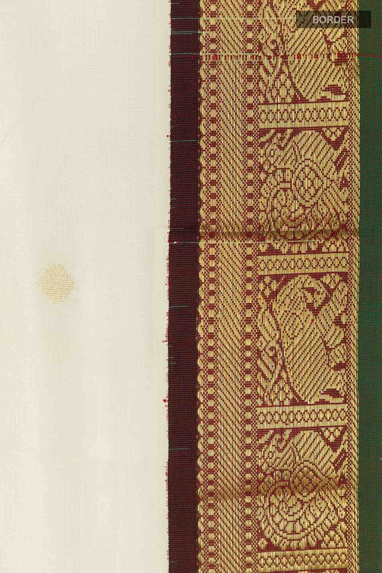 Off White Blended Poly Cotton Saree