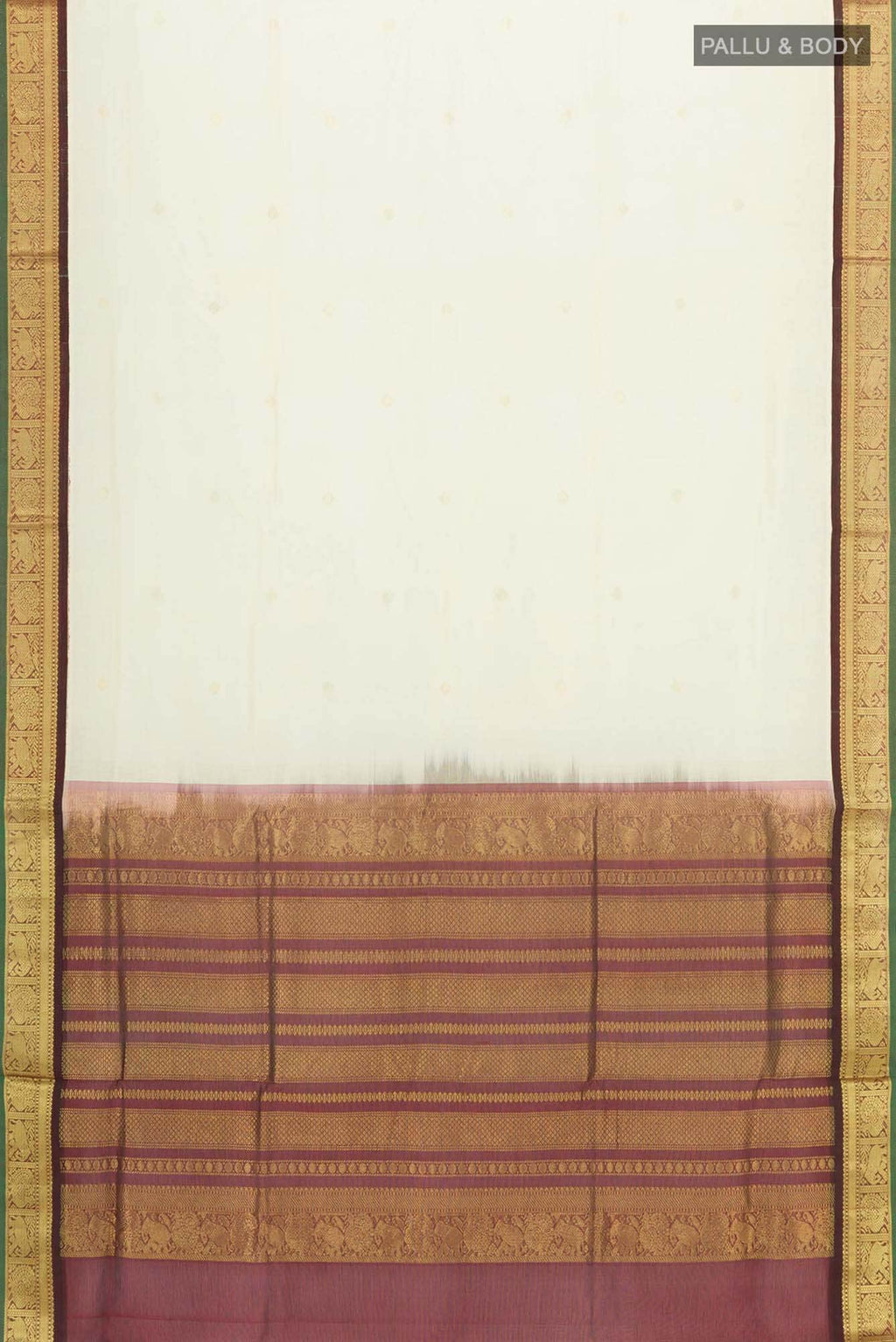 Off White Blended Poly Cotton Saree
