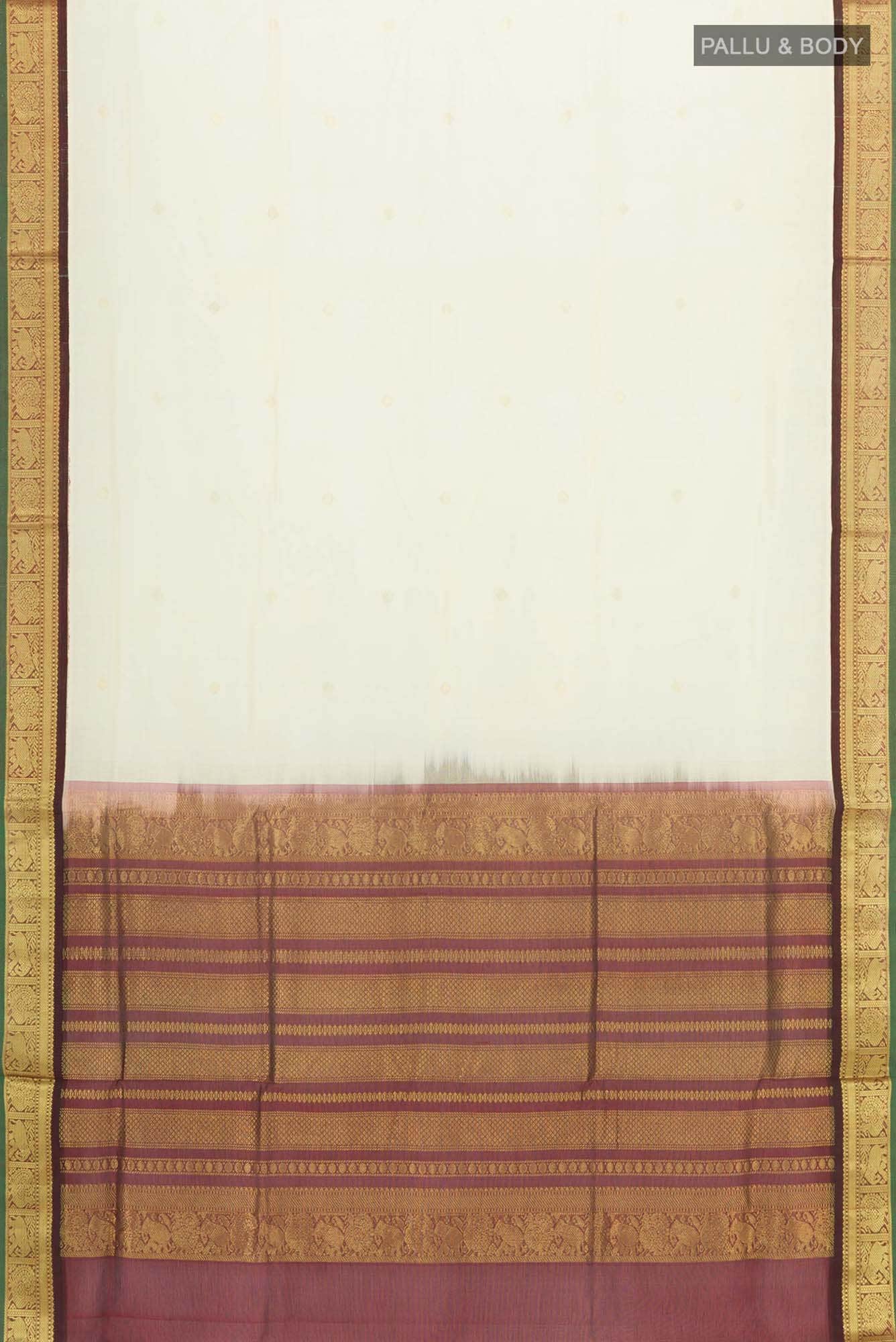 Off White Blended Poly Cotton Saree