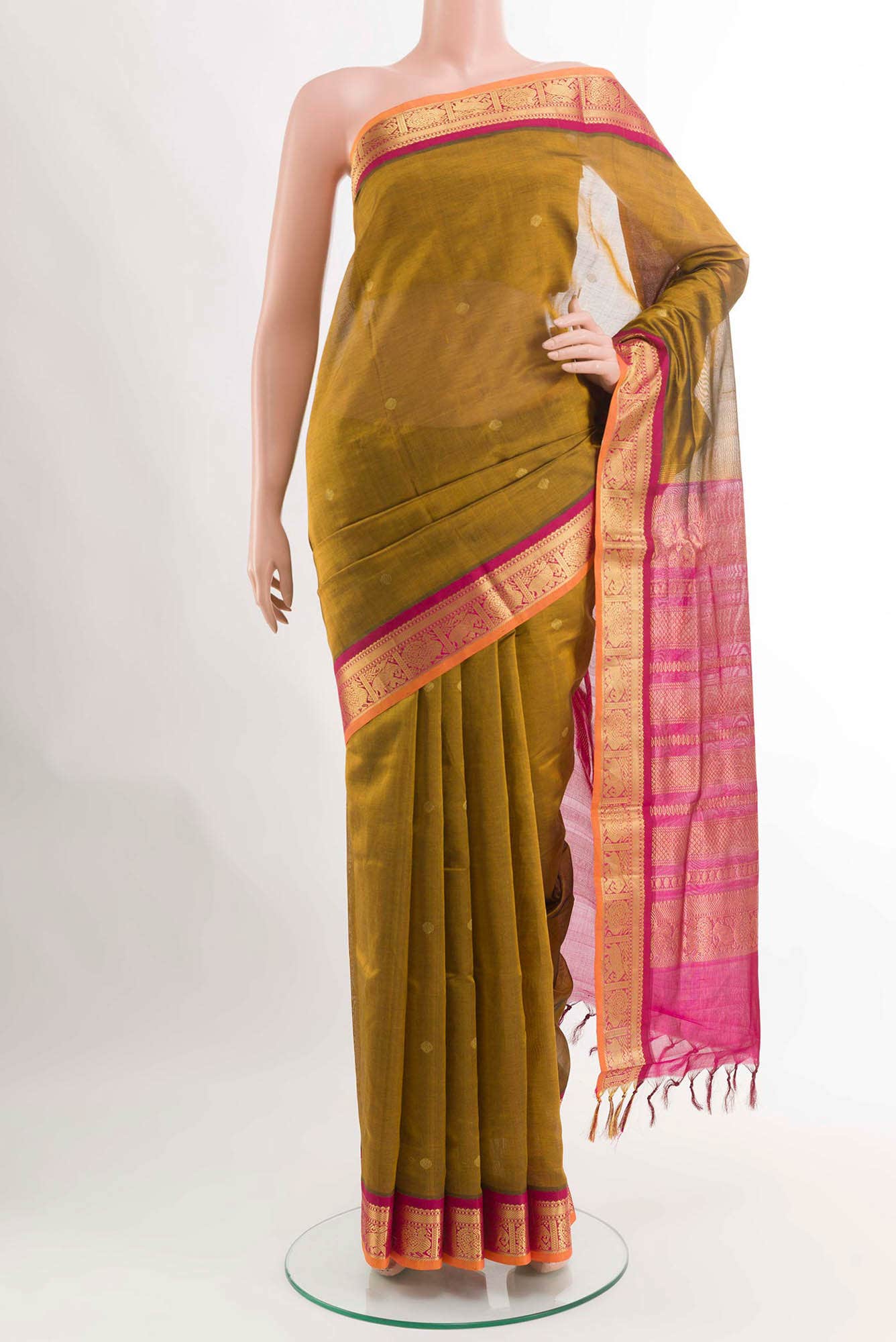 Gold Blended Poly Cotton Saree