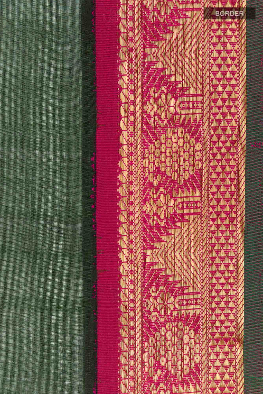 Bottle Green Blended Poly Cotton Saree