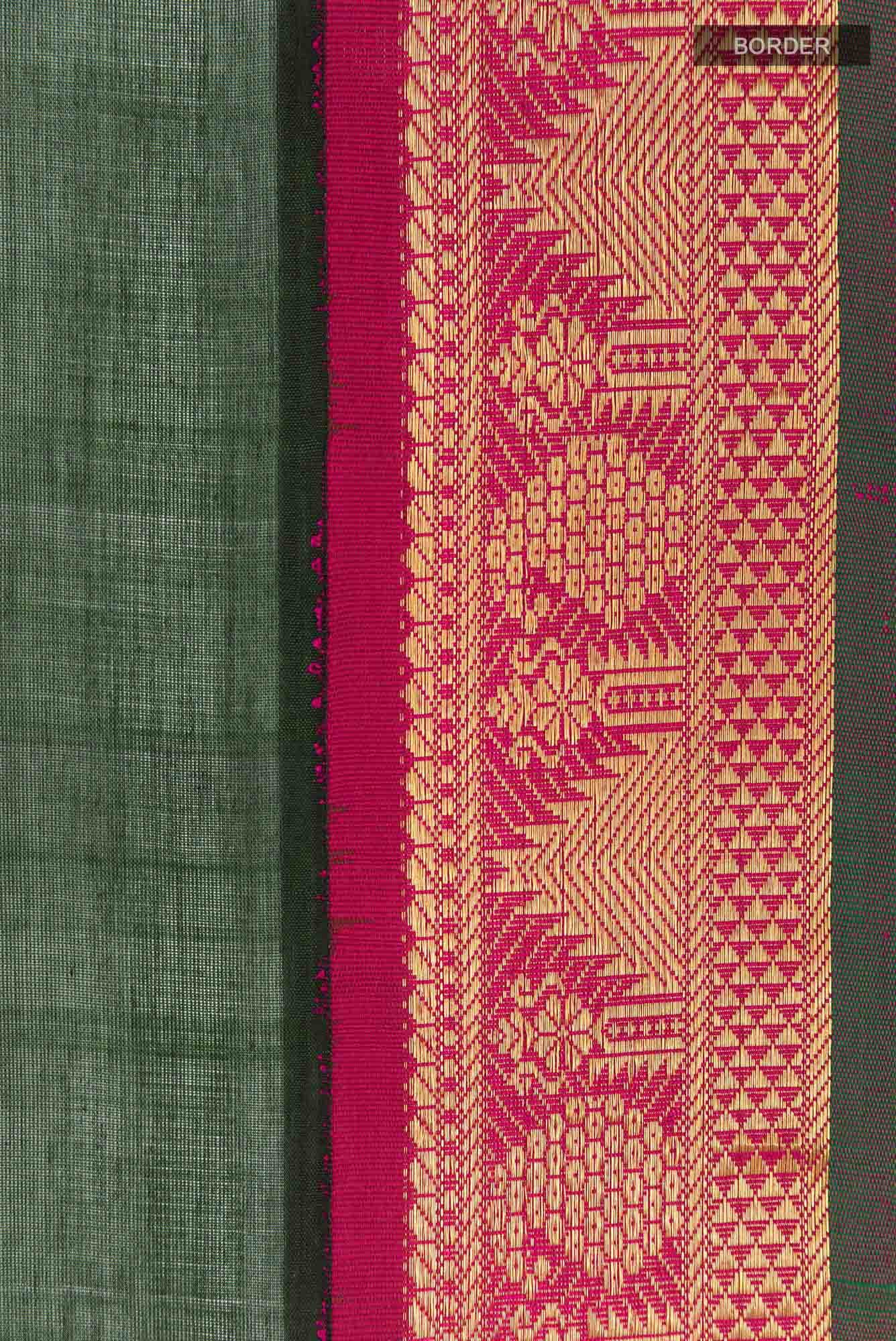 Bottle Green Blended Poly Cotton Saree