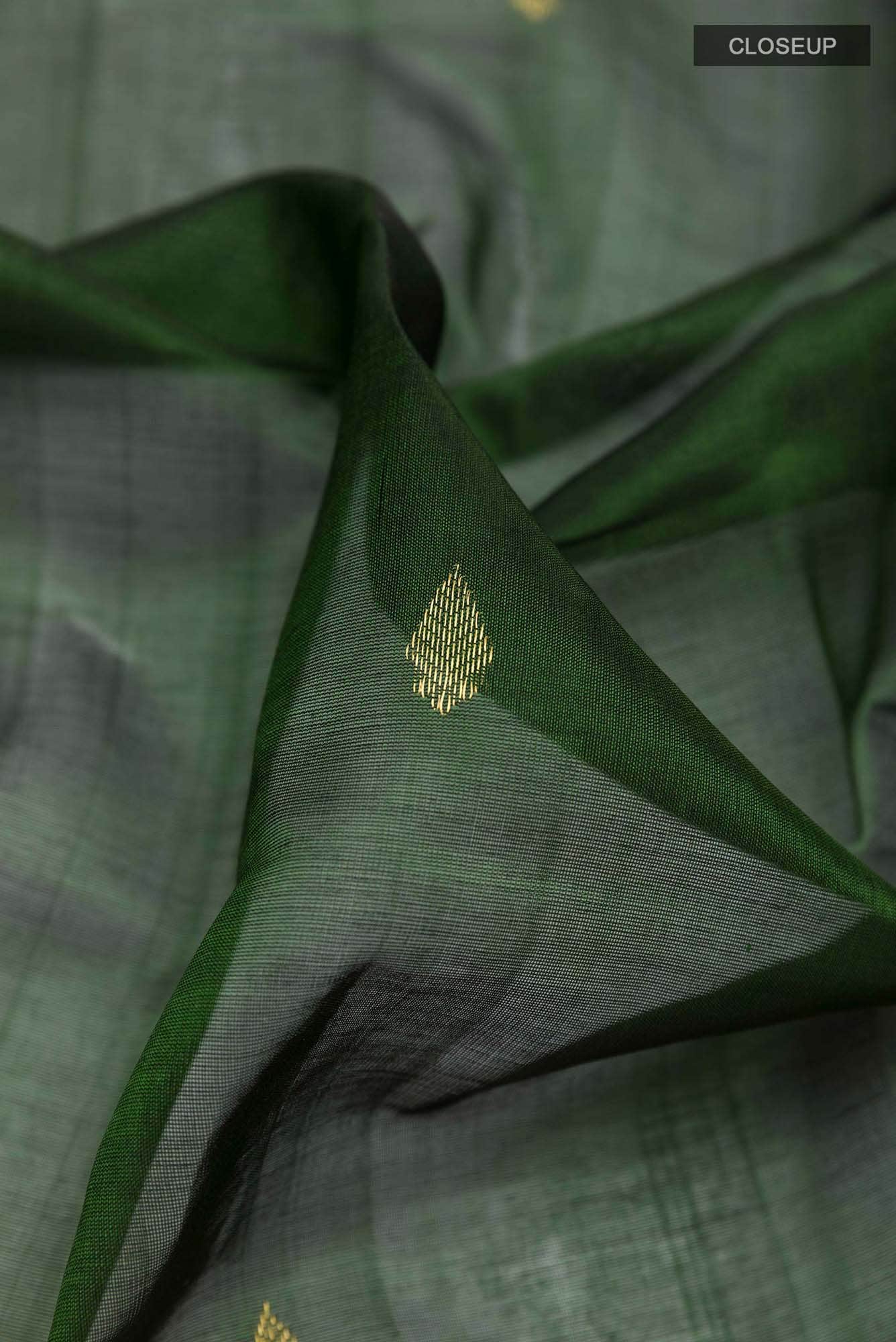Bottle Green Blended Poly Cotton Saree
