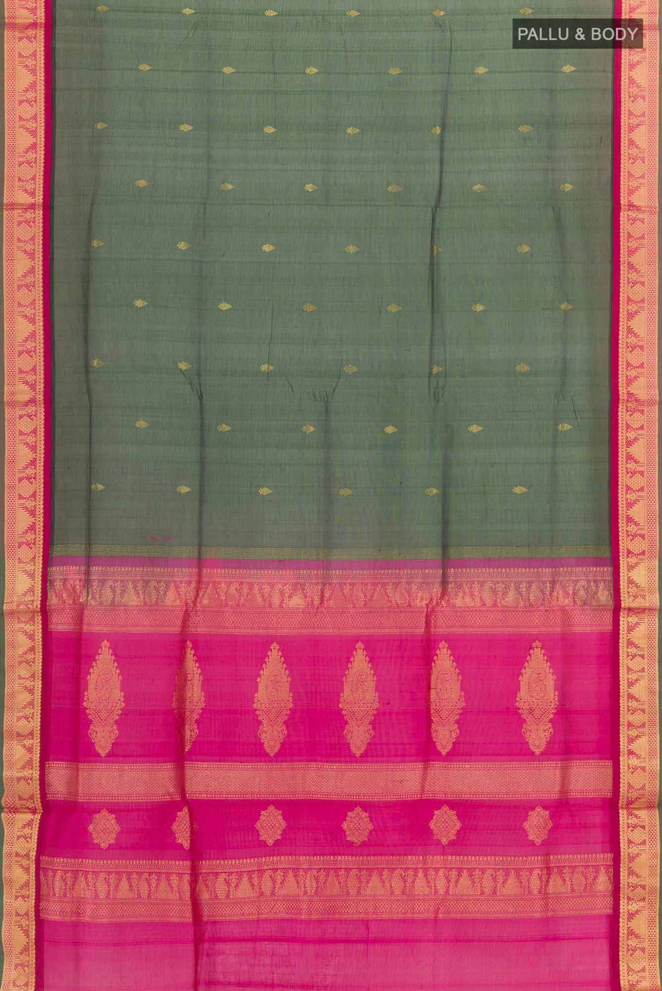 Bottle Green Blended Poly Cotton Saree