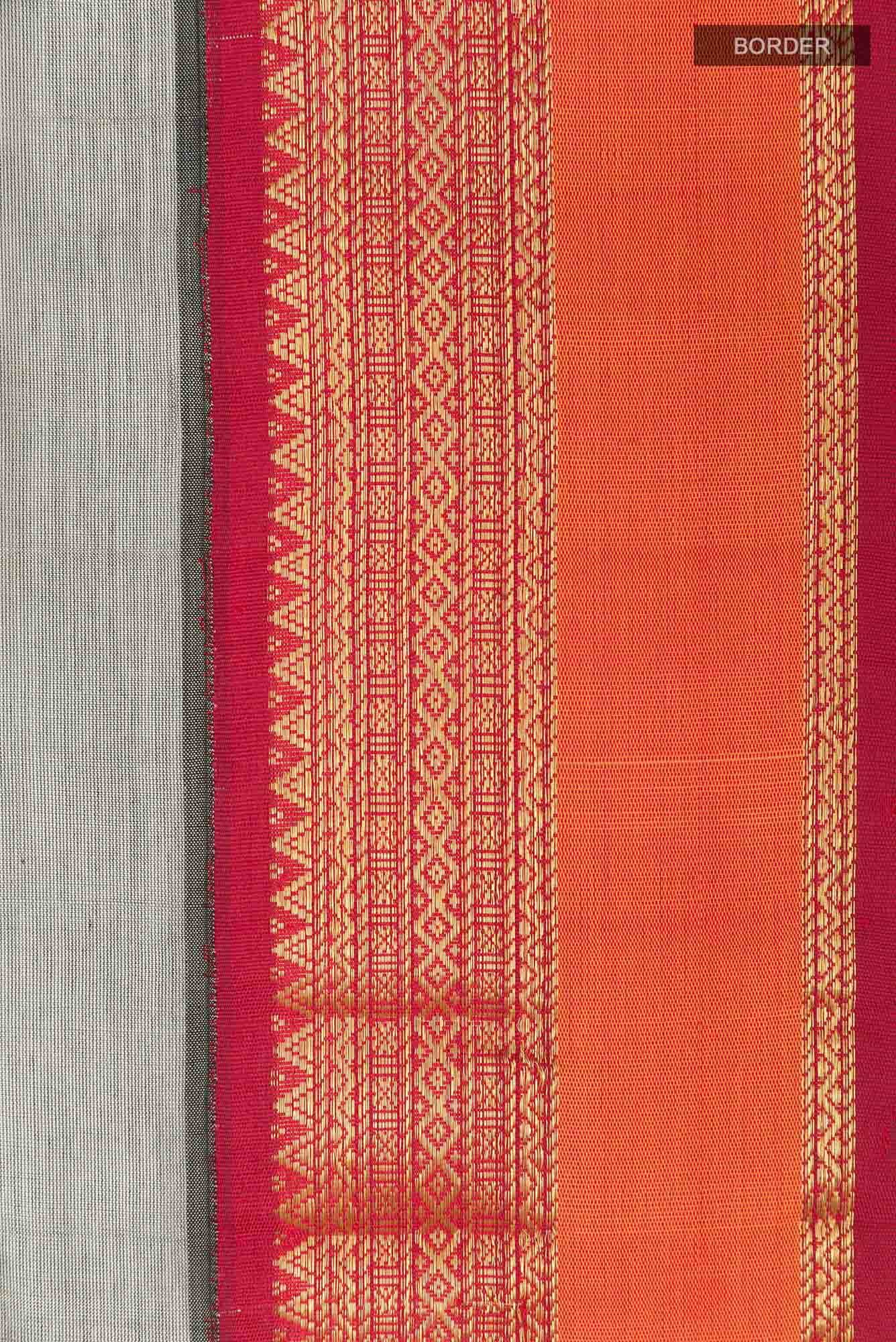 Grey Blended Poly Cotton Saree