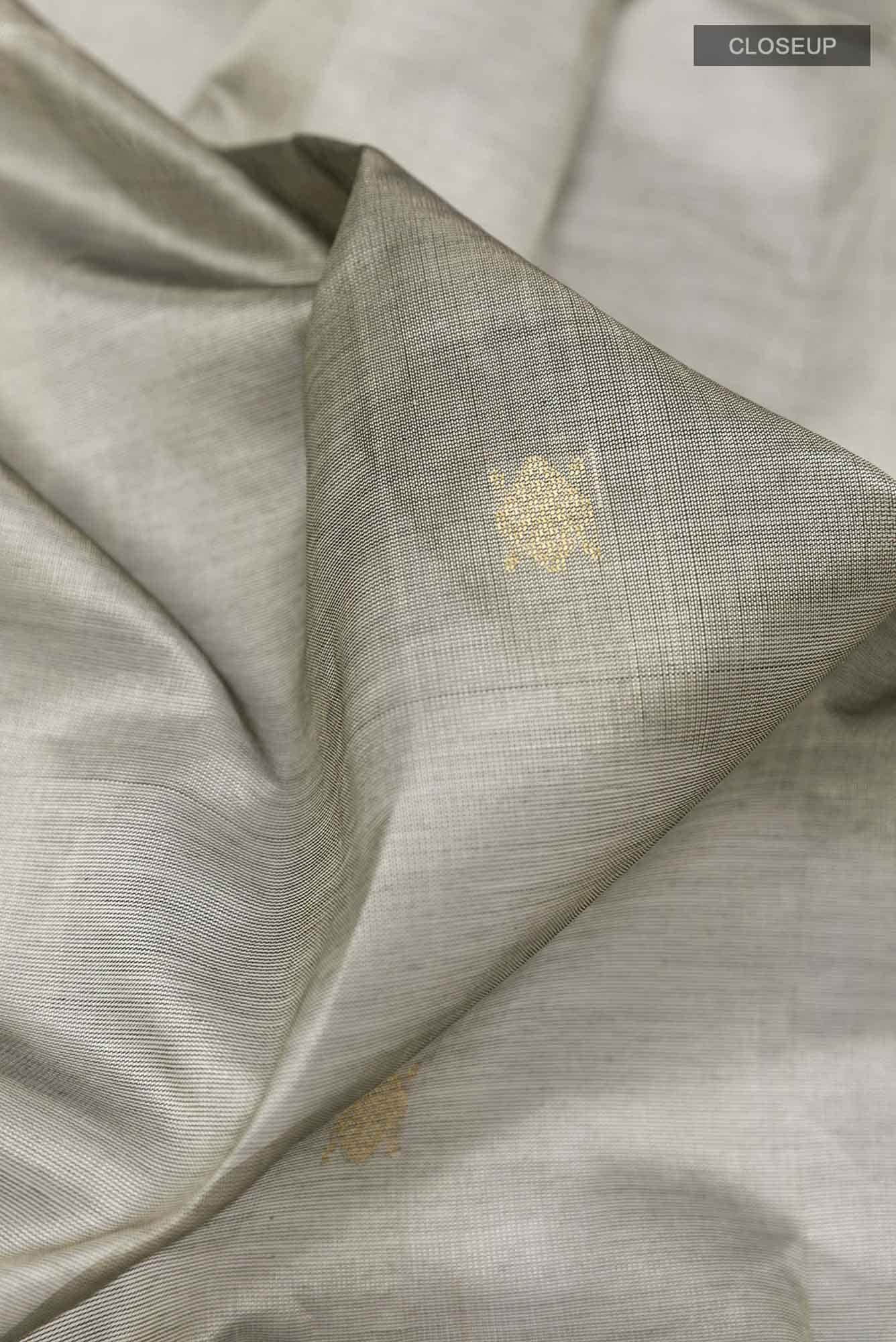 Grey Blended Poly Cotton Saree