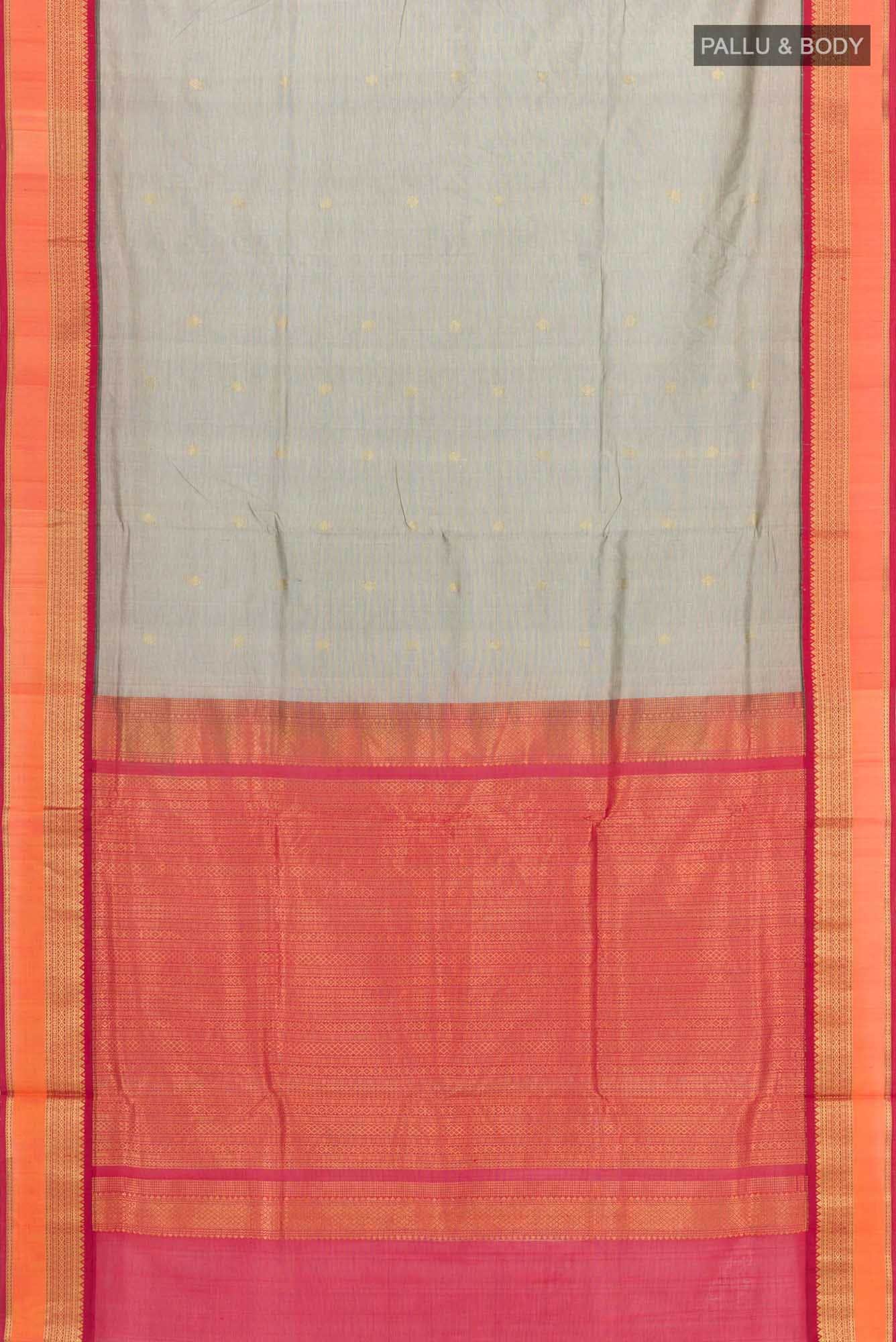 Grey Blended Poly Cotton Saree