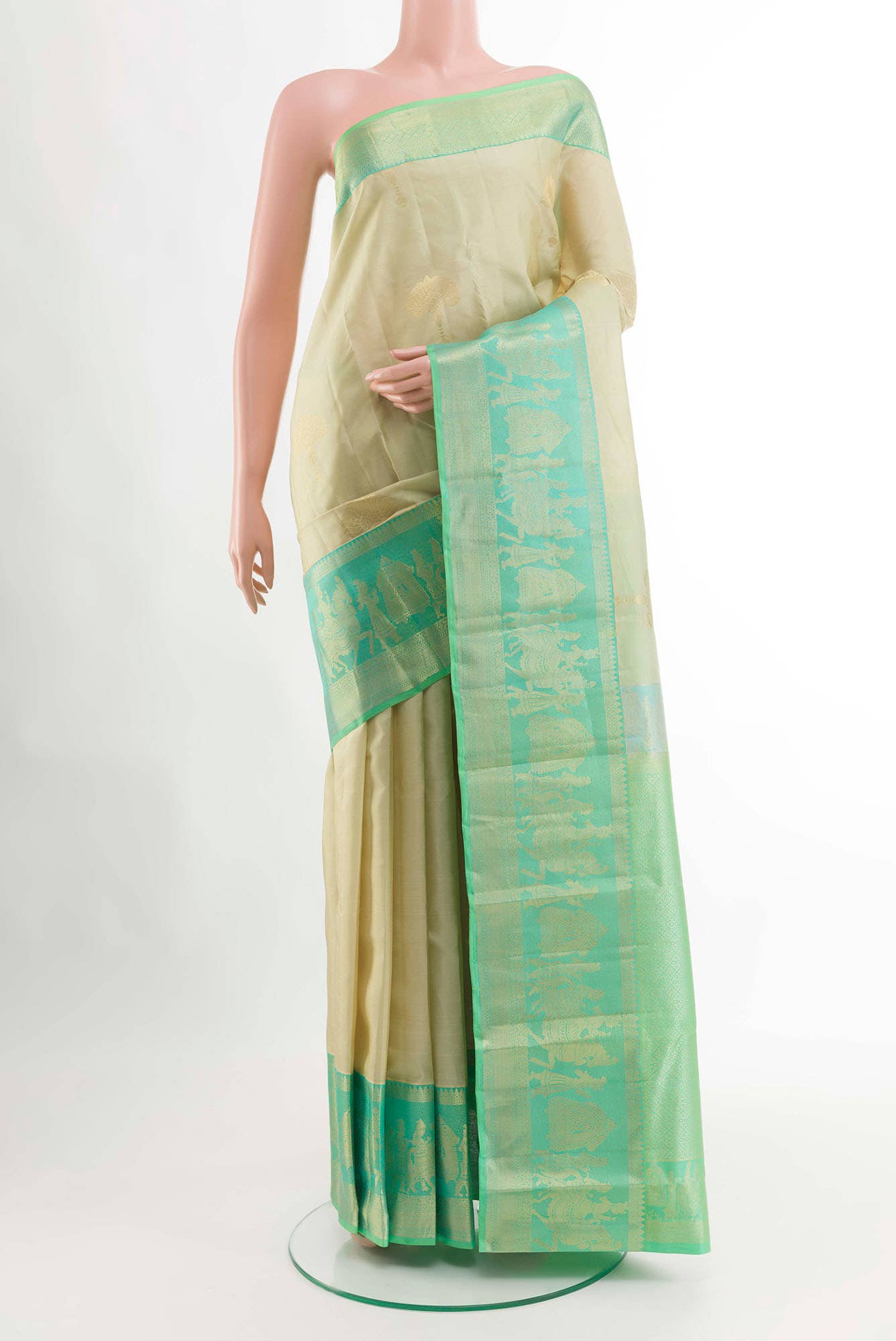 Beige Kanchipuram Silk Saree