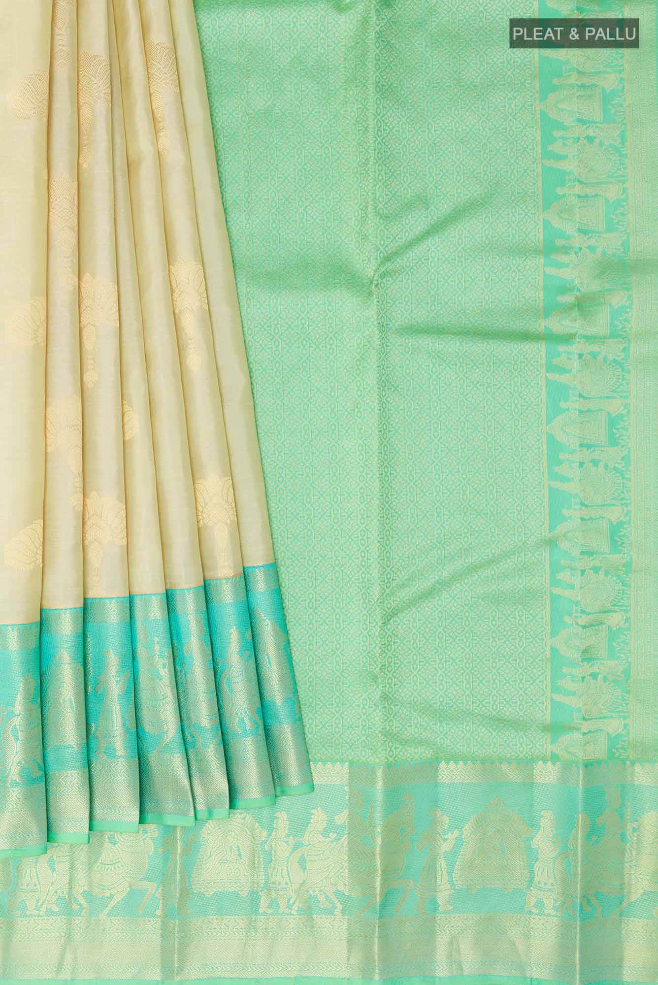 Beige Kanchipuram Silk Saree