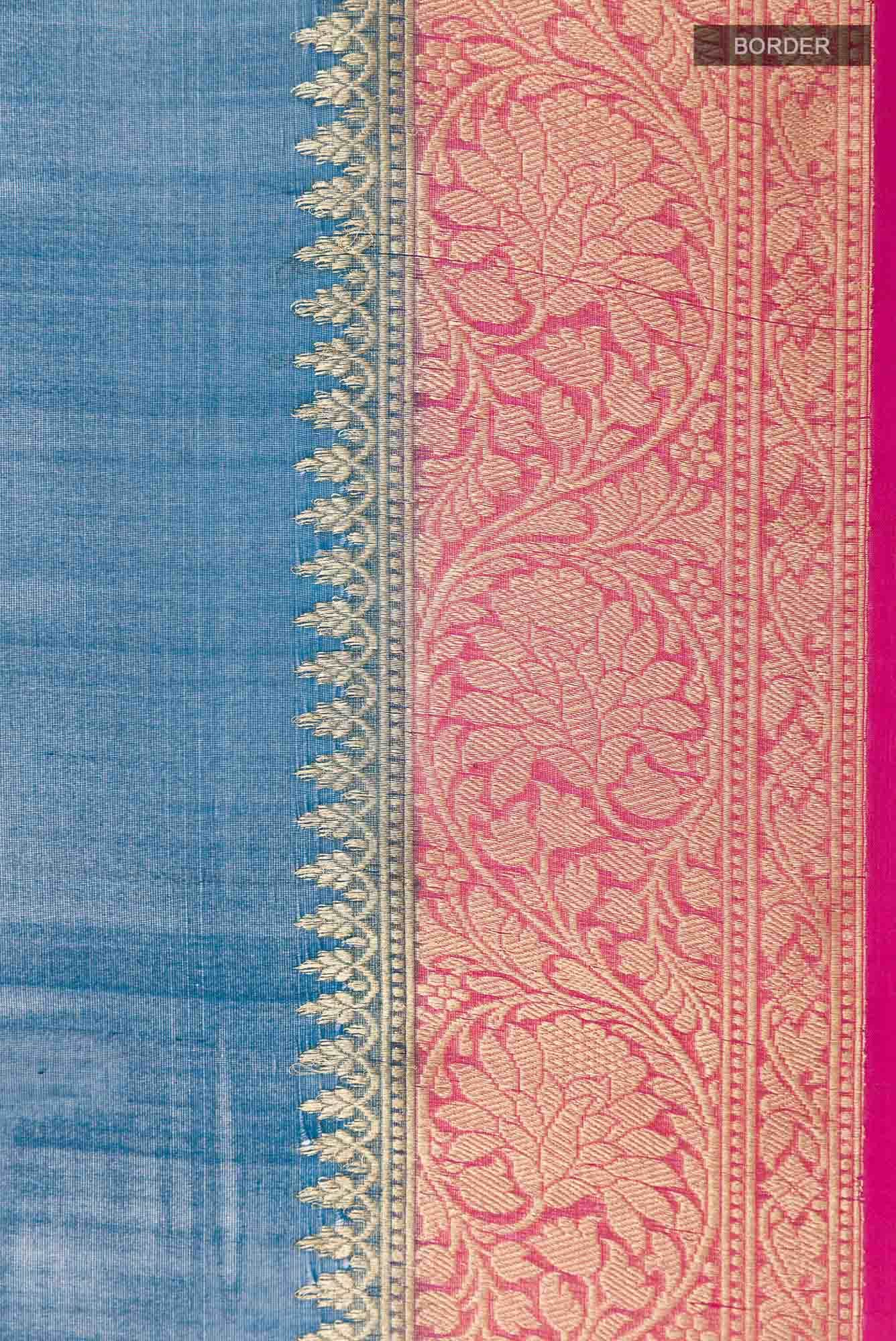 Dark Blue Dual Tone Organza Silk Saree