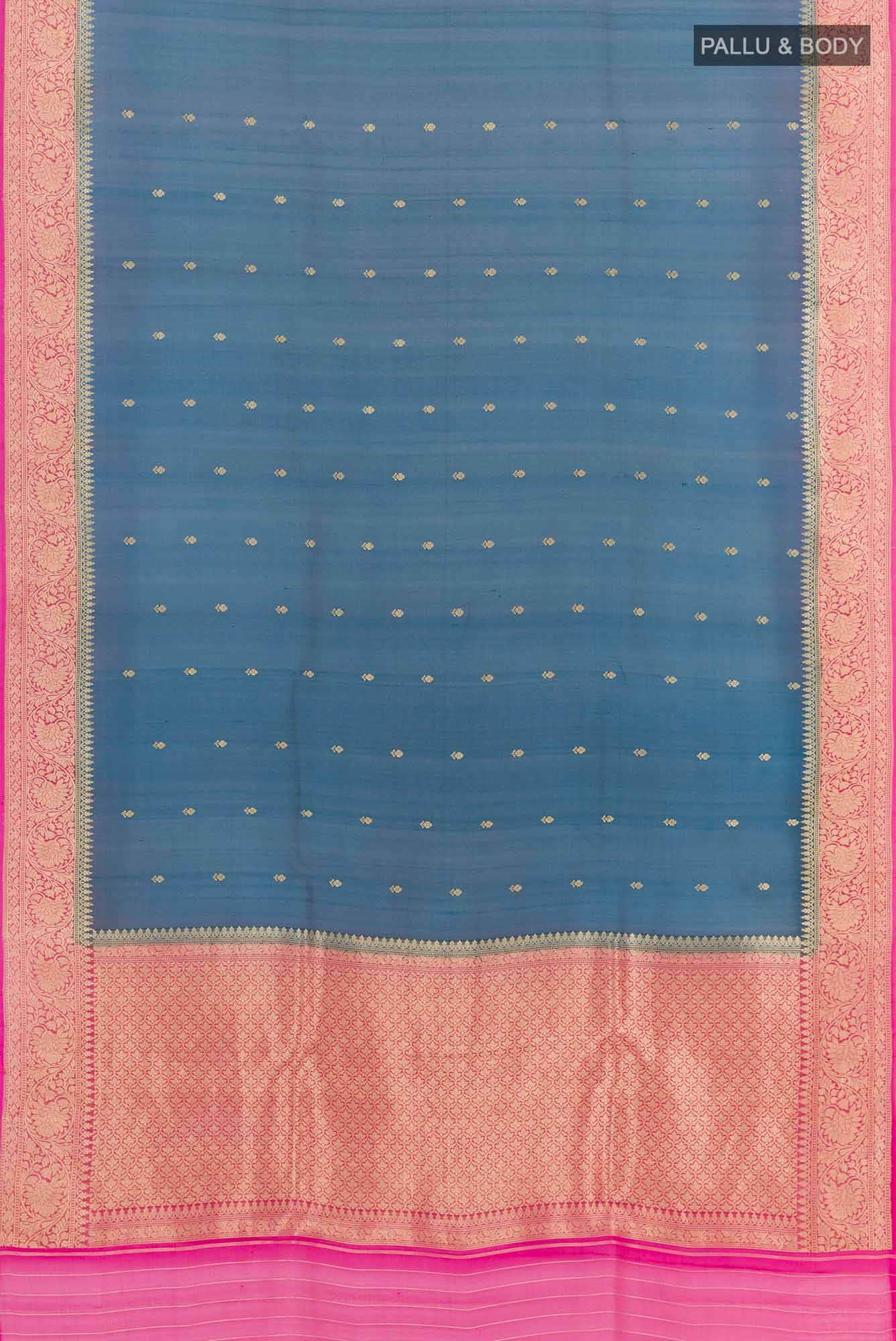 Dark Blue Dual Tone Organza Silk Saree
