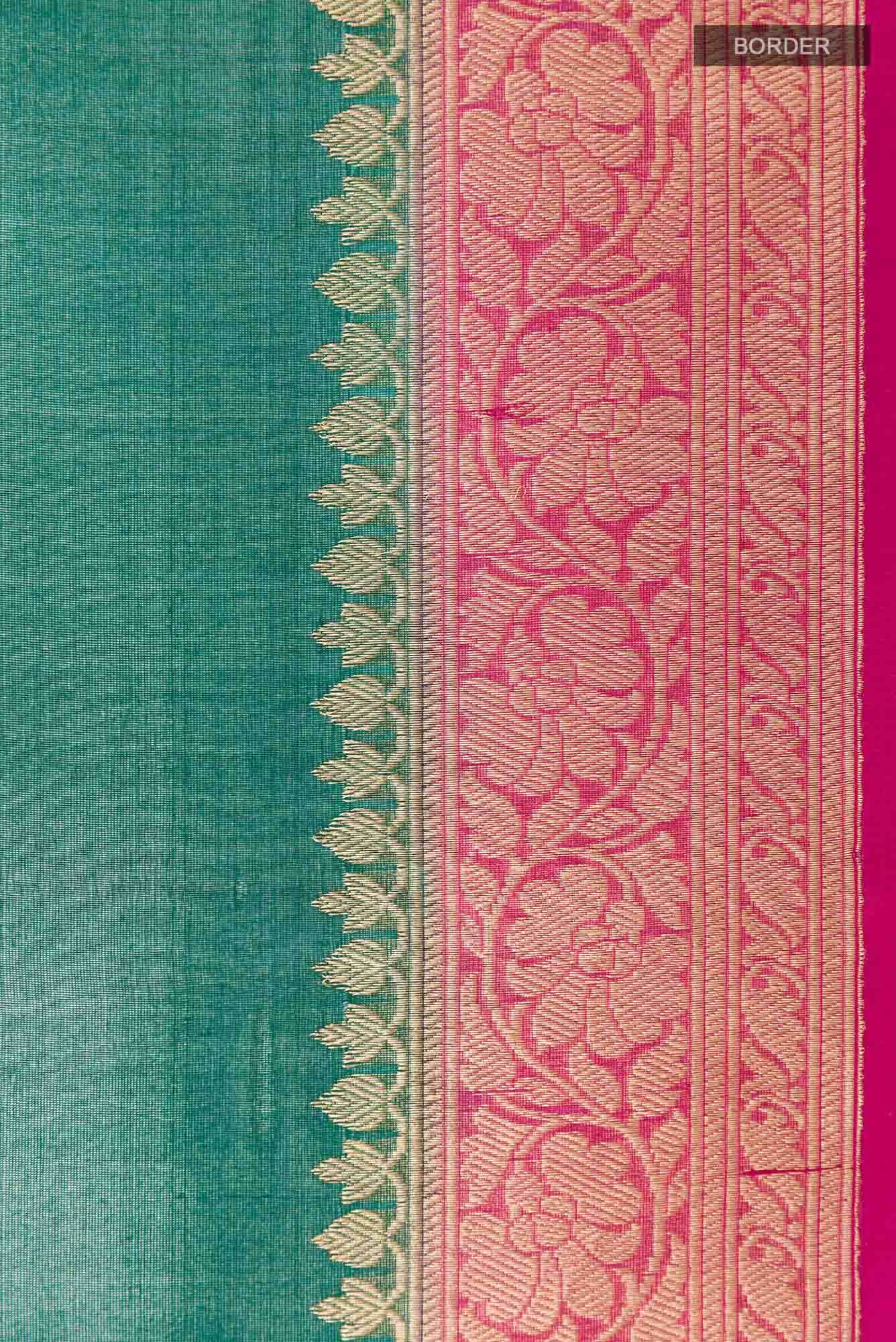 Bottle Green Organza Silk Saree