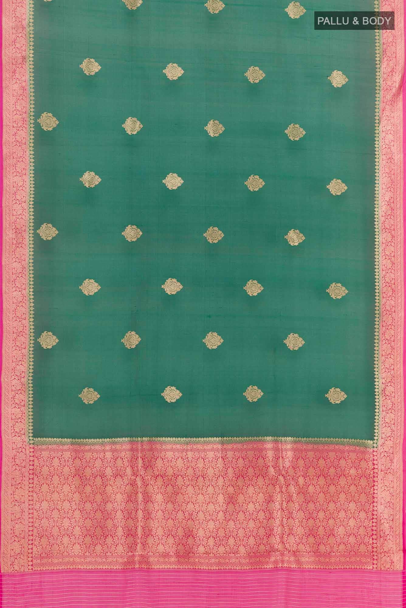 Bottle Green Organza Silk Saree