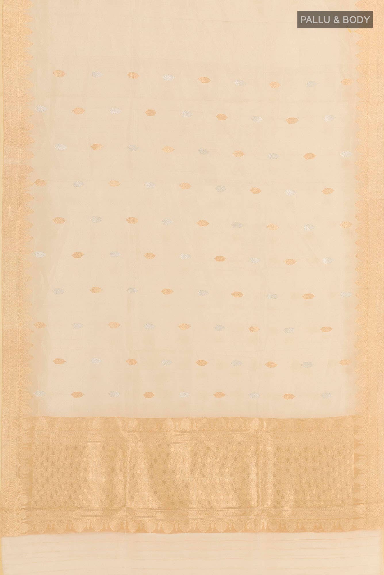 Golden Peach Organza Silk Saree