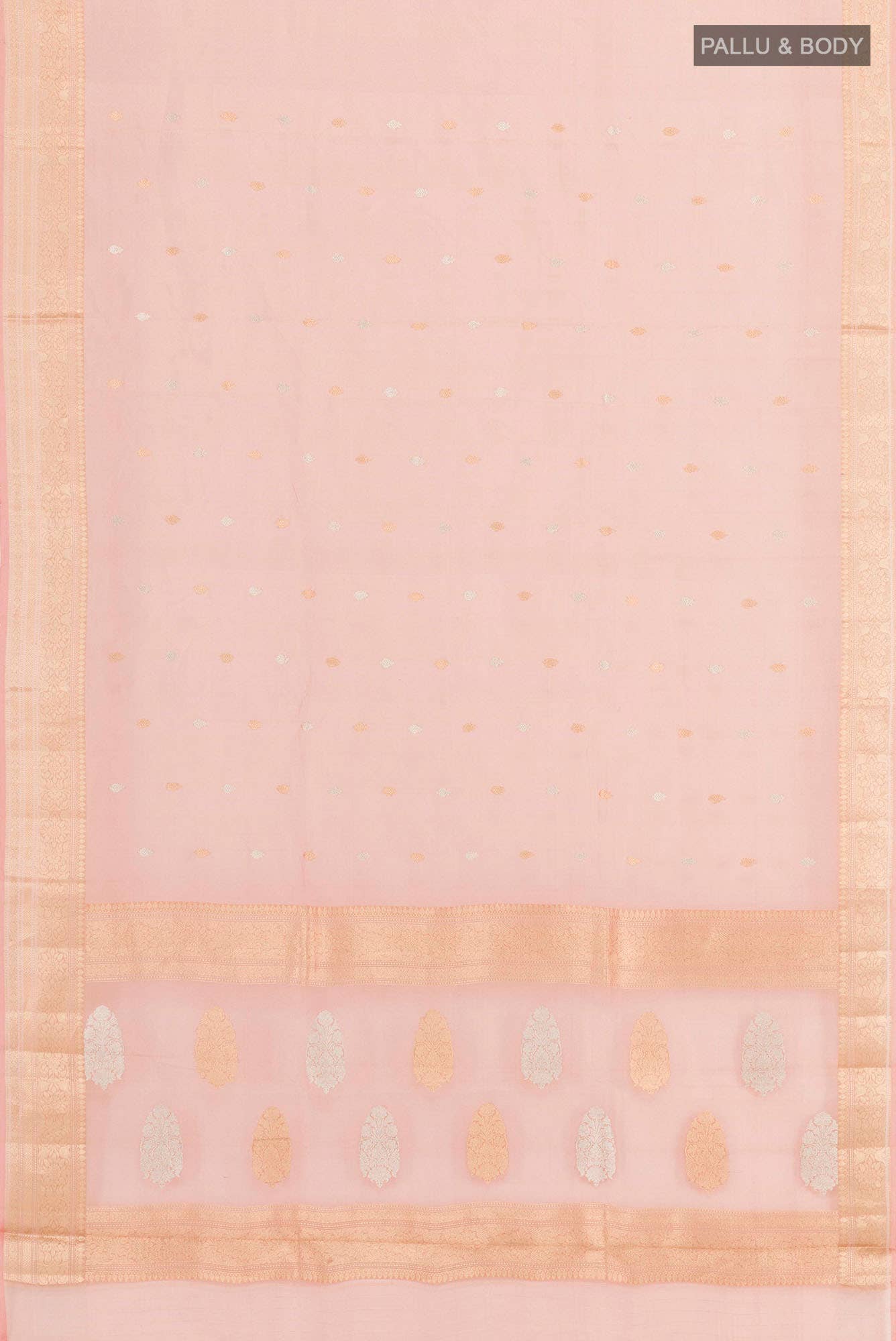 Peach Dual Tone Banarasi Tissue Silk Saree