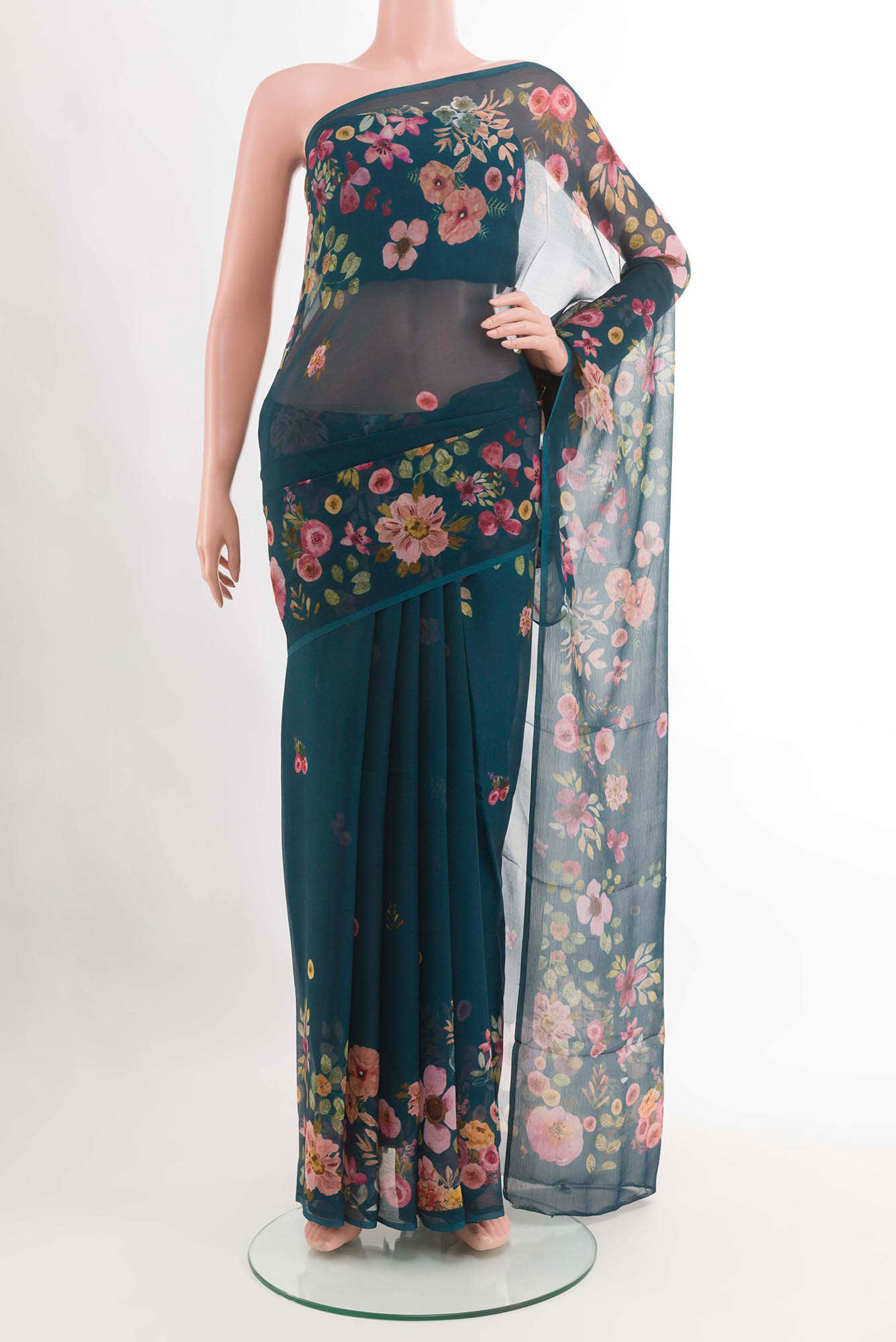Dark Blue Chiffon Saree