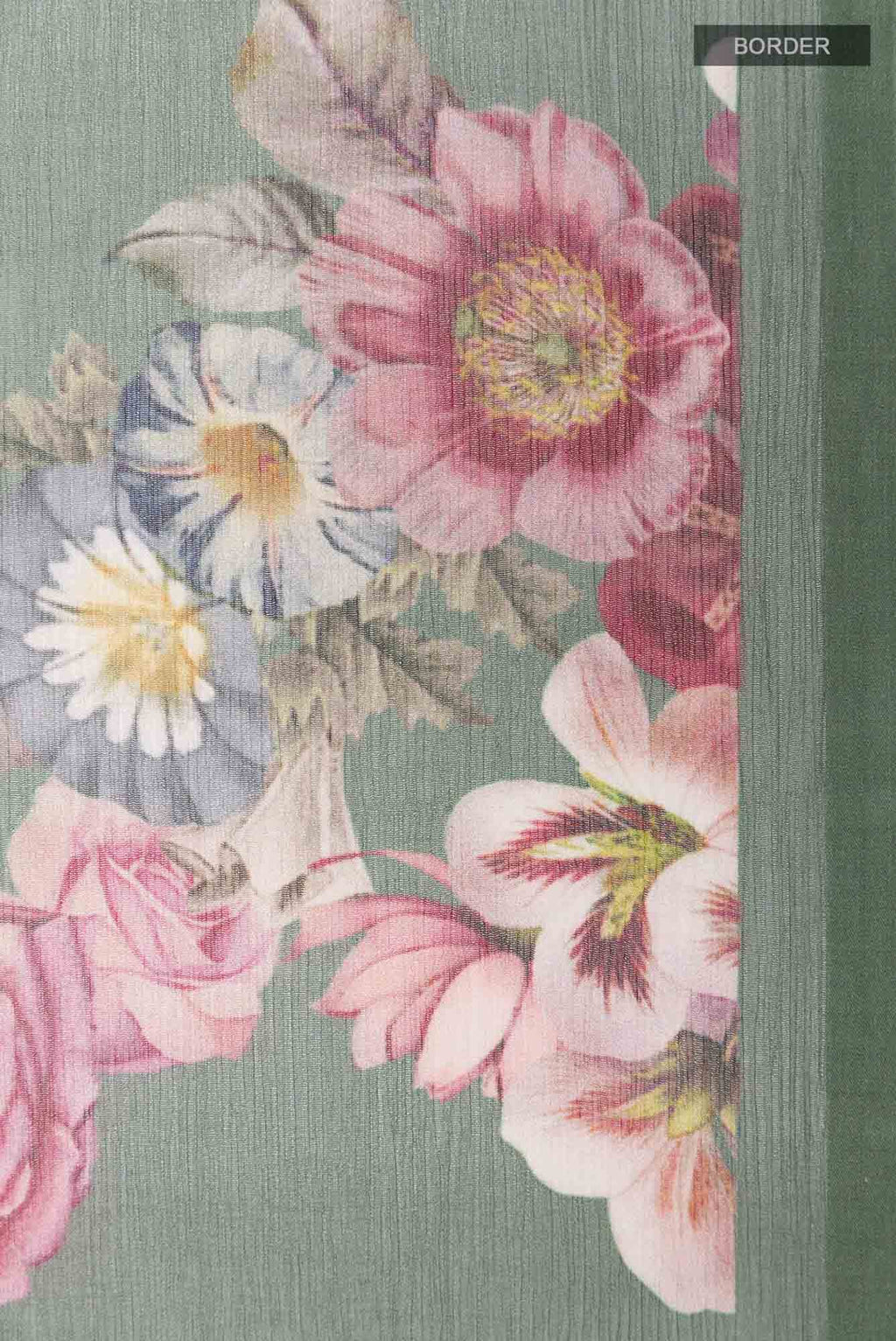 Olive Green Chiffon Saree