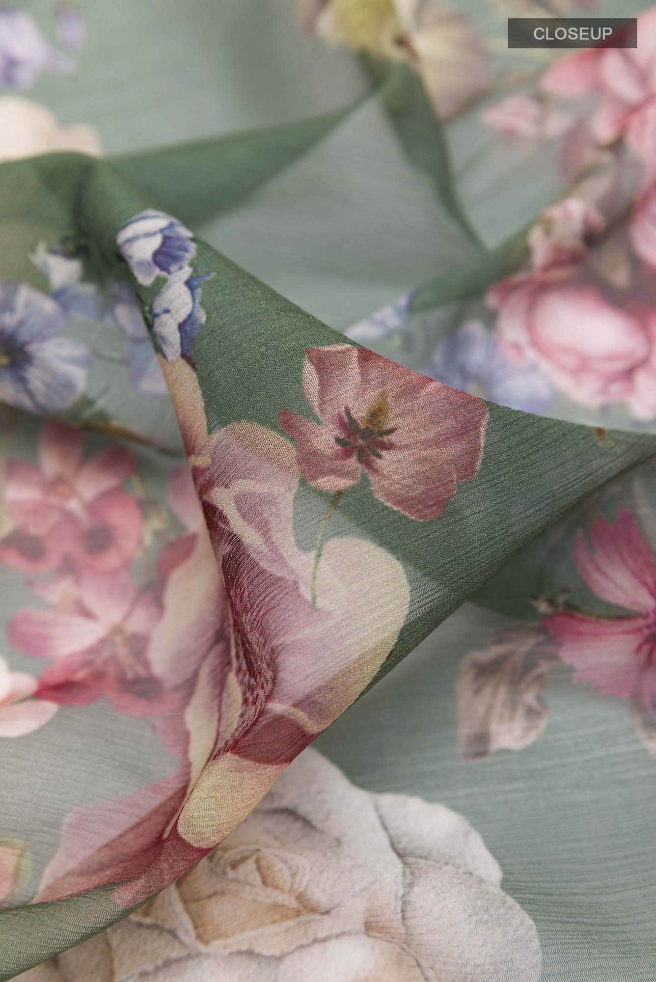 Olive Green Chiffon Saree