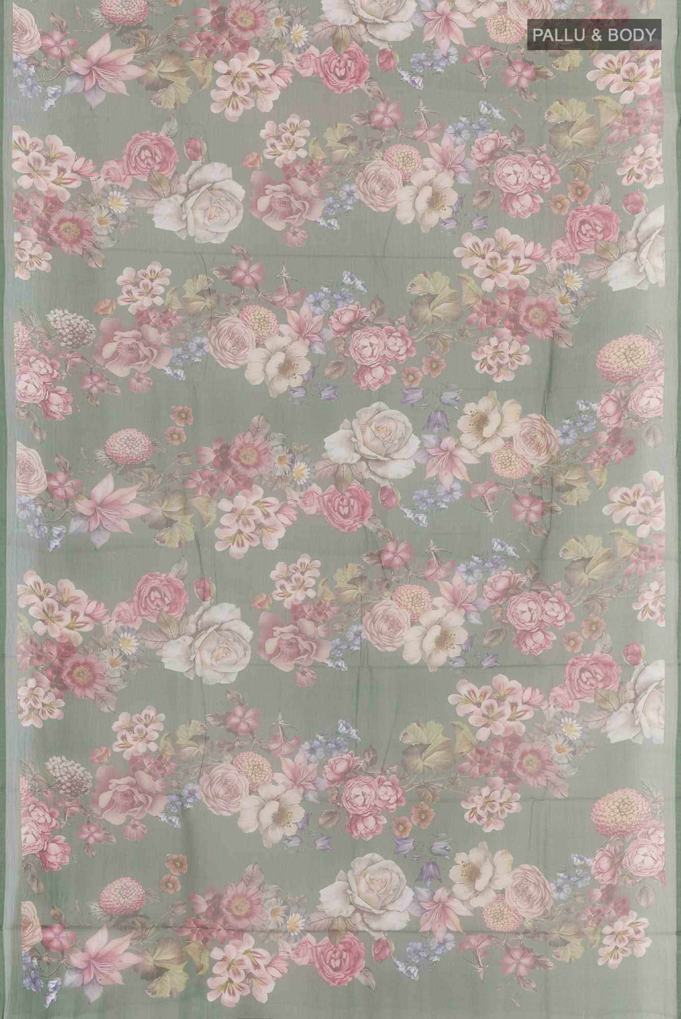 Olive Green Chiffon Saree