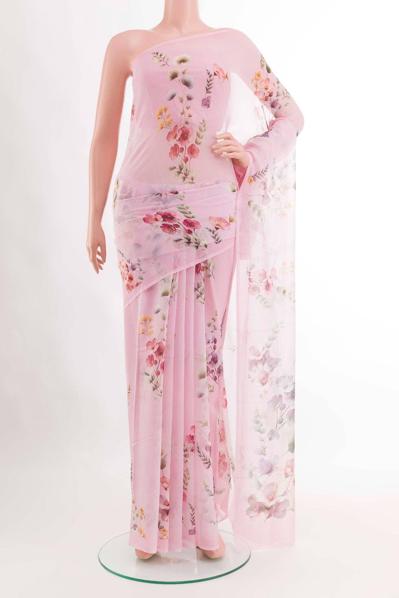 Olive Green Chiffon Saree