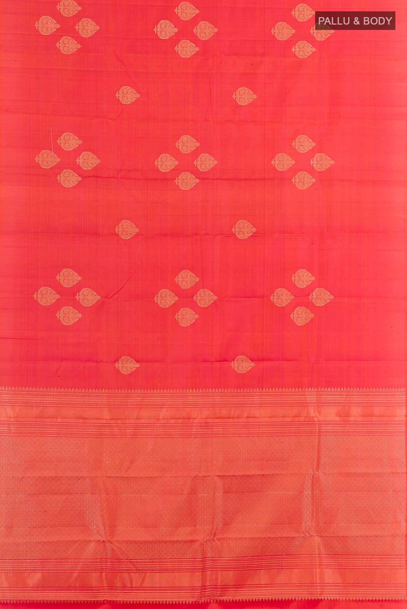 Orange Dual Tone Kanchipuram Silk Saree