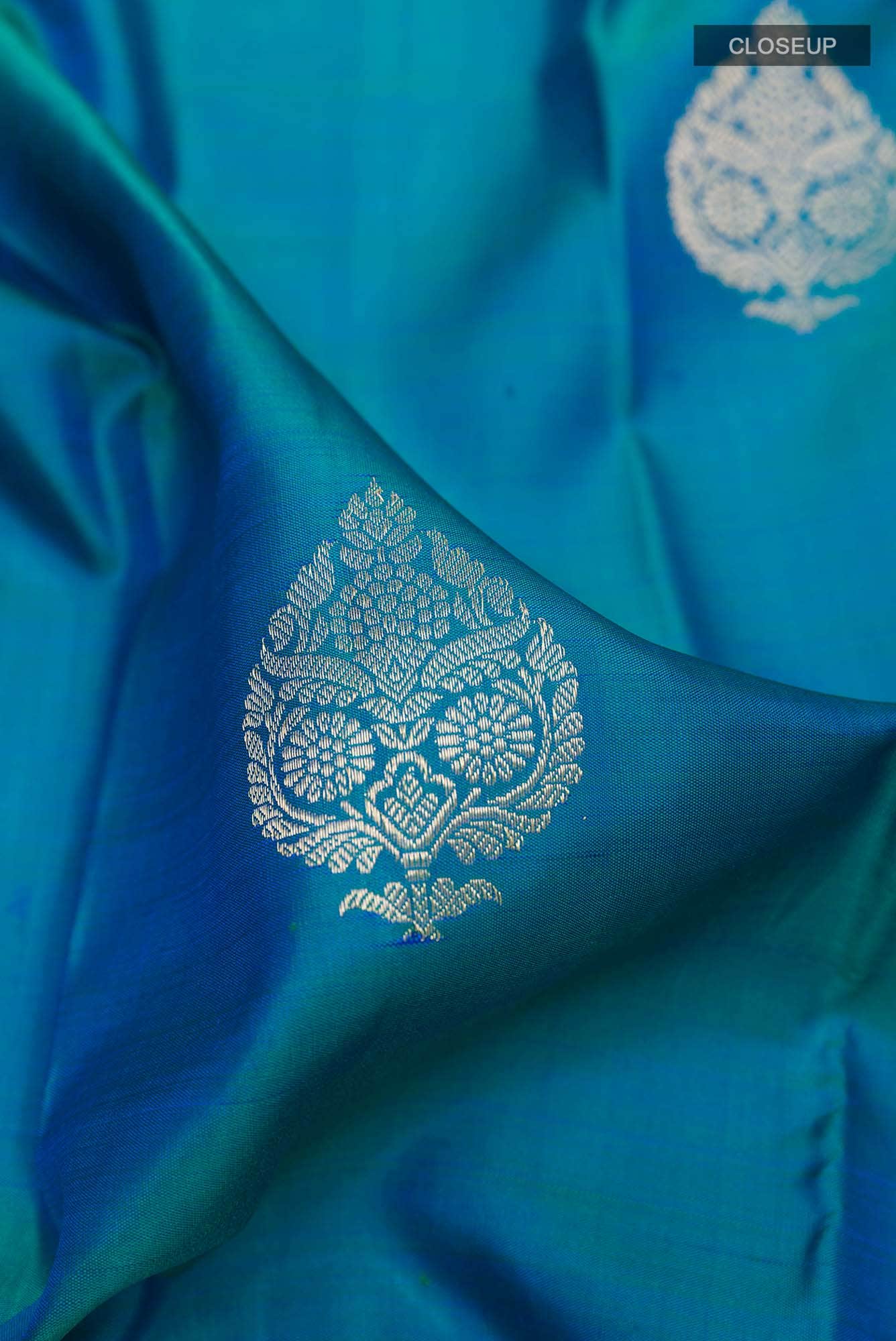 Peacock Blue Kanchipuram Silk Saree