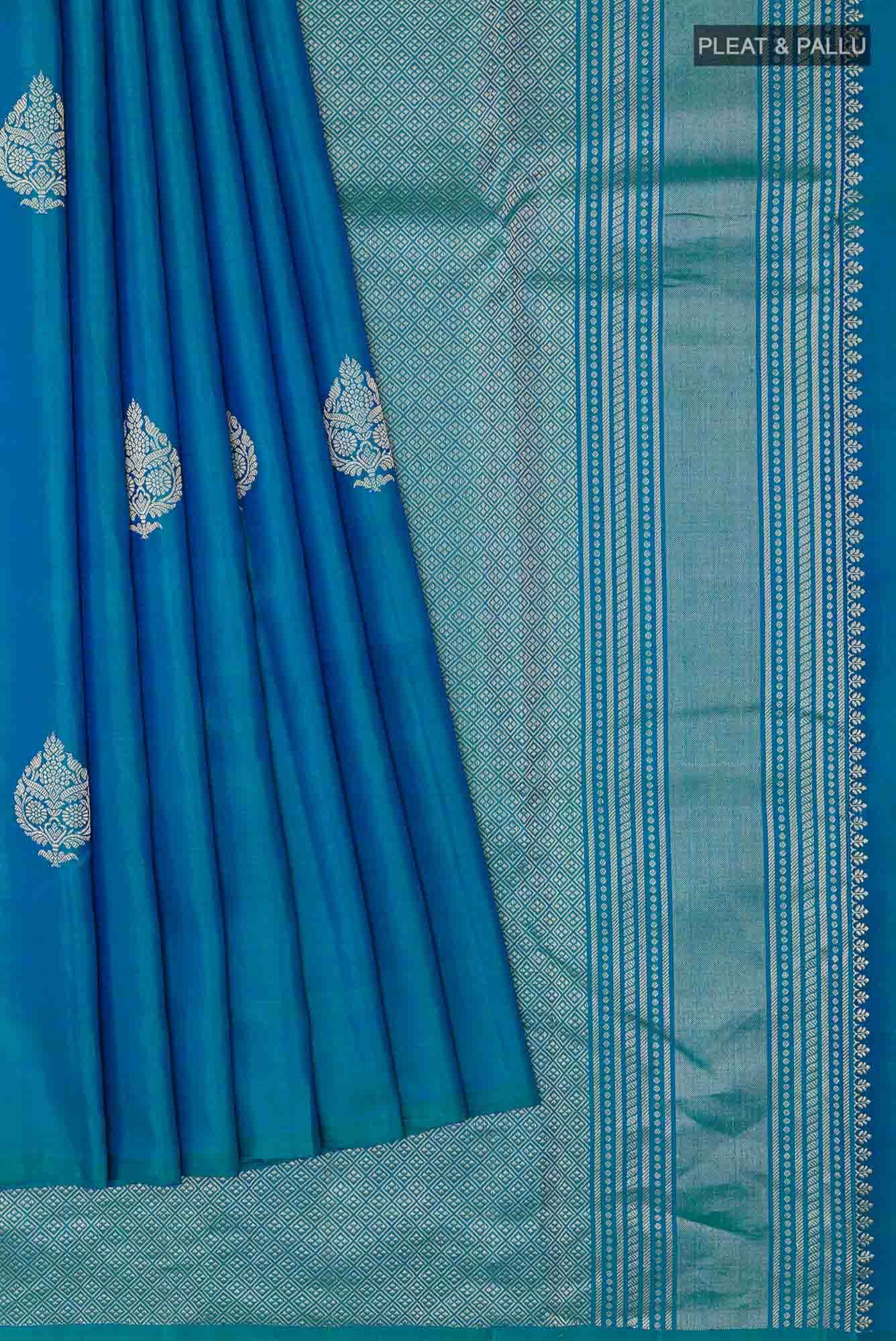 Peacock Blue Kanchipuram Silk Saree